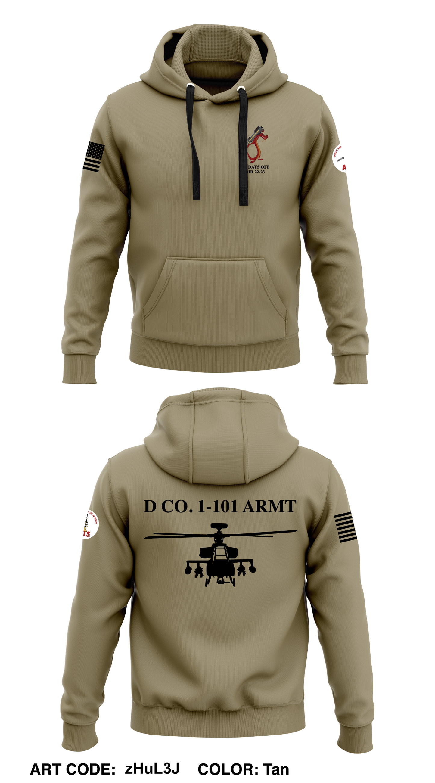 D Co., 1-11 CAB, ARMT Core Men's Hooded Performance Sweatshirt - zHuL3J