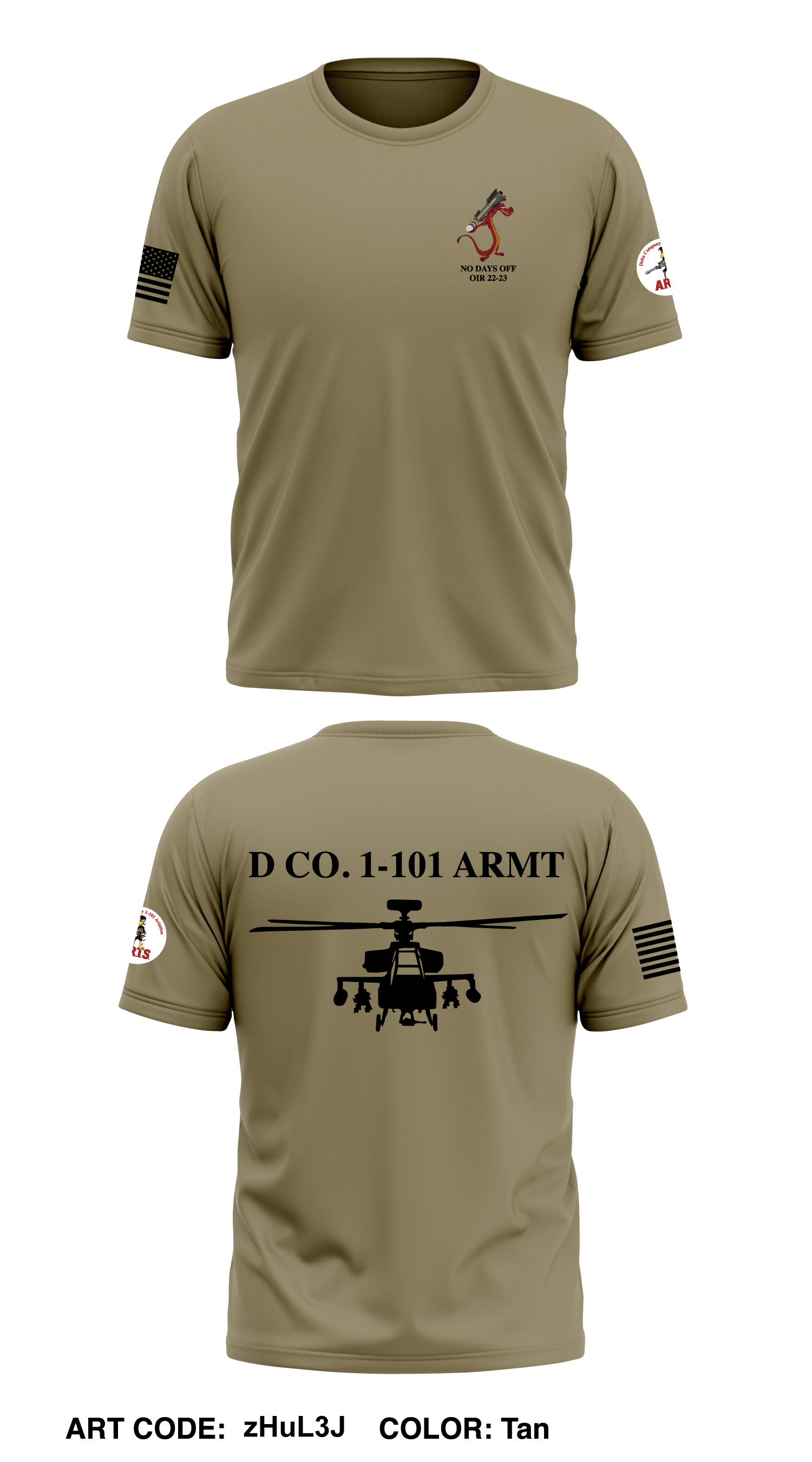 D Co., 1-101 CAB, - Athletic zHuL3J Performance SS Emblem Men\'s ARMT – Core Tee