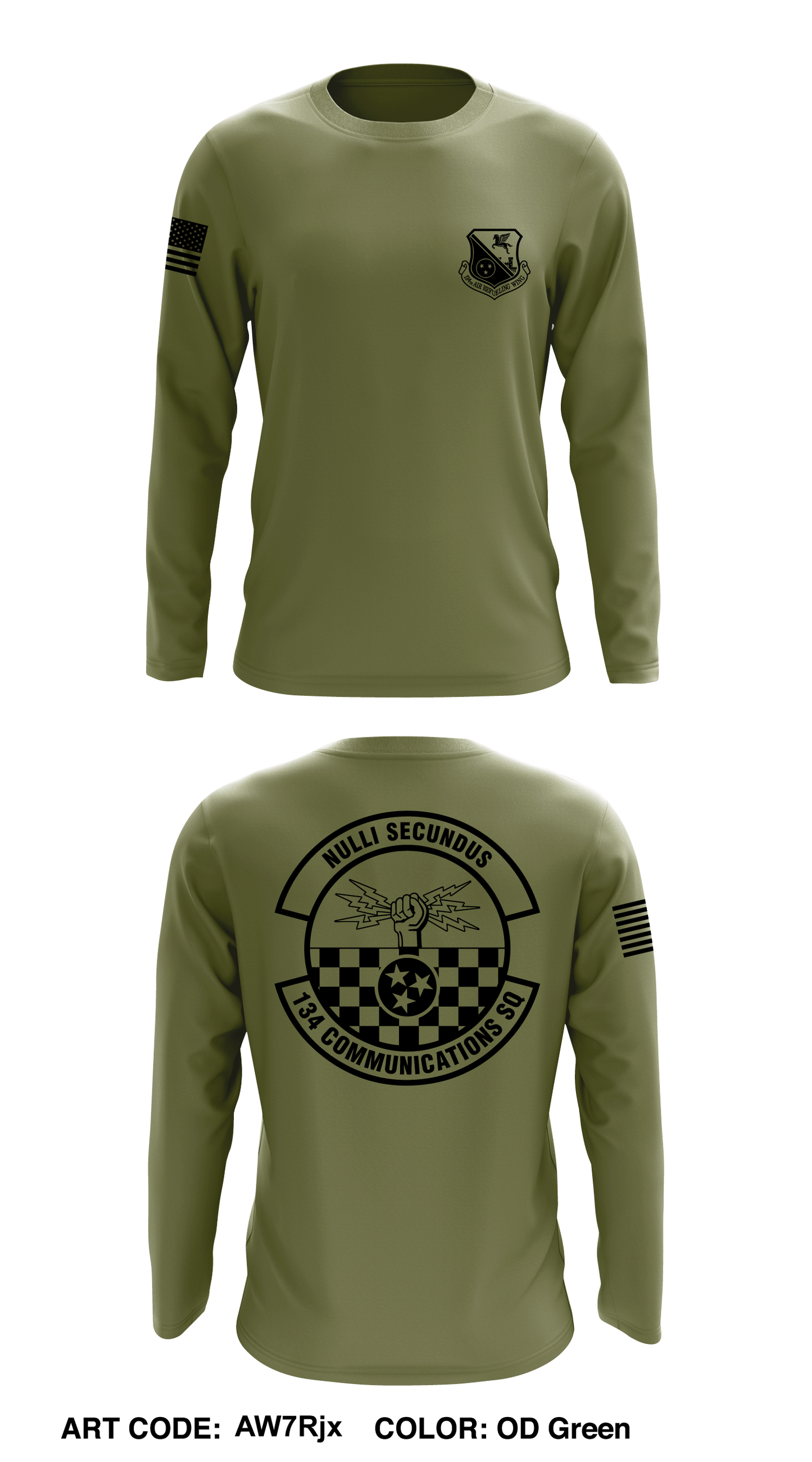 134th Communications Sq Core Men's LS Performance Tee - AW7Rjx