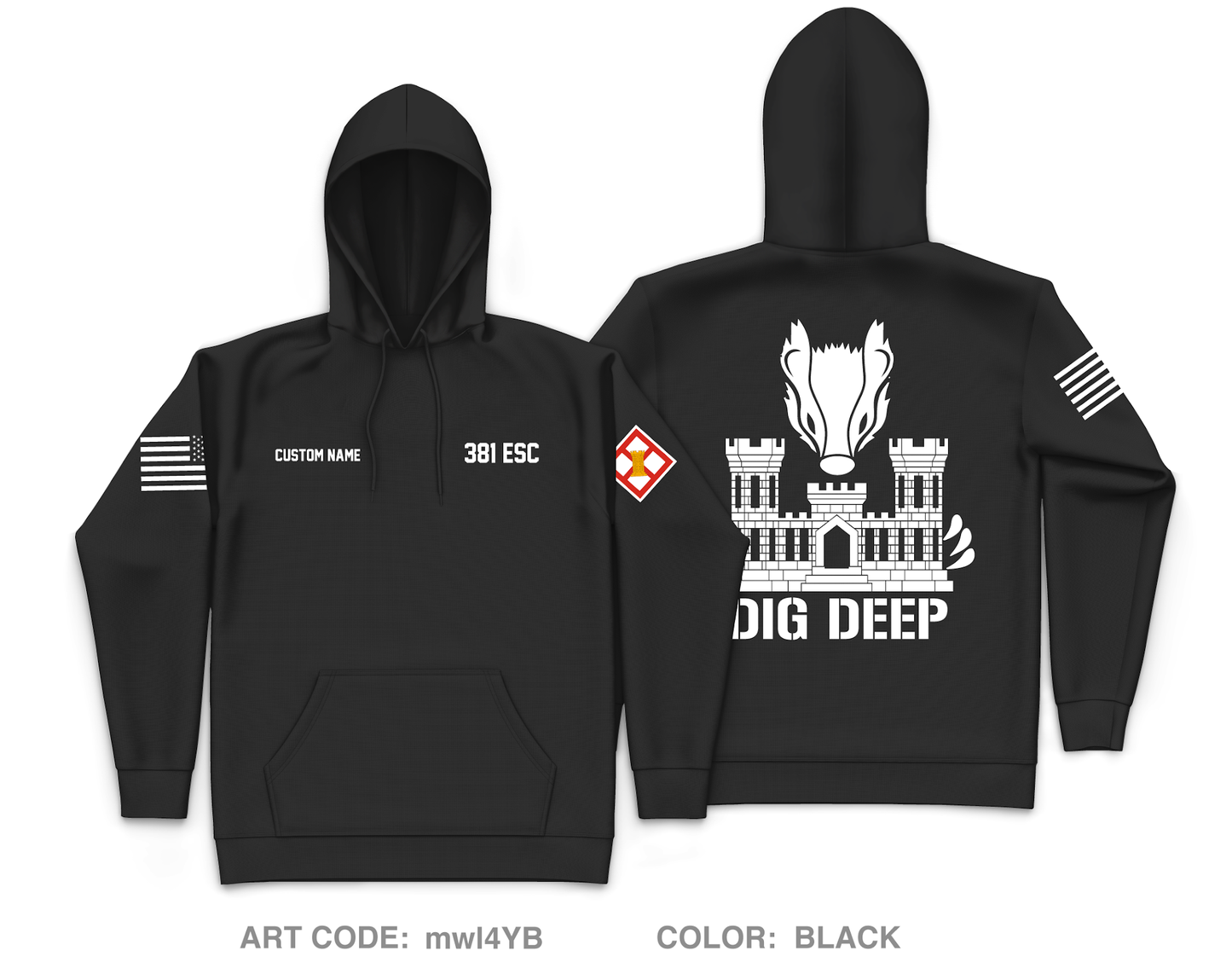 CUSTOM 381 ESC Core Men's Hooded Performance Sweatshirt - mwl4YB