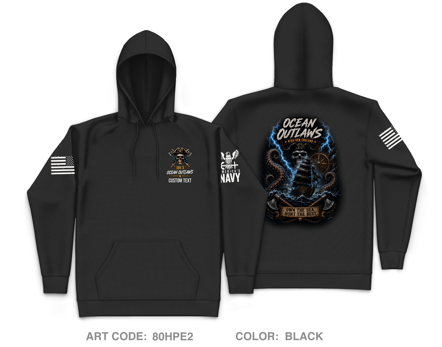 CUSTOM Ocean Outlaws Core Men's Hooded Performance Sweatshirt - 80HPE2