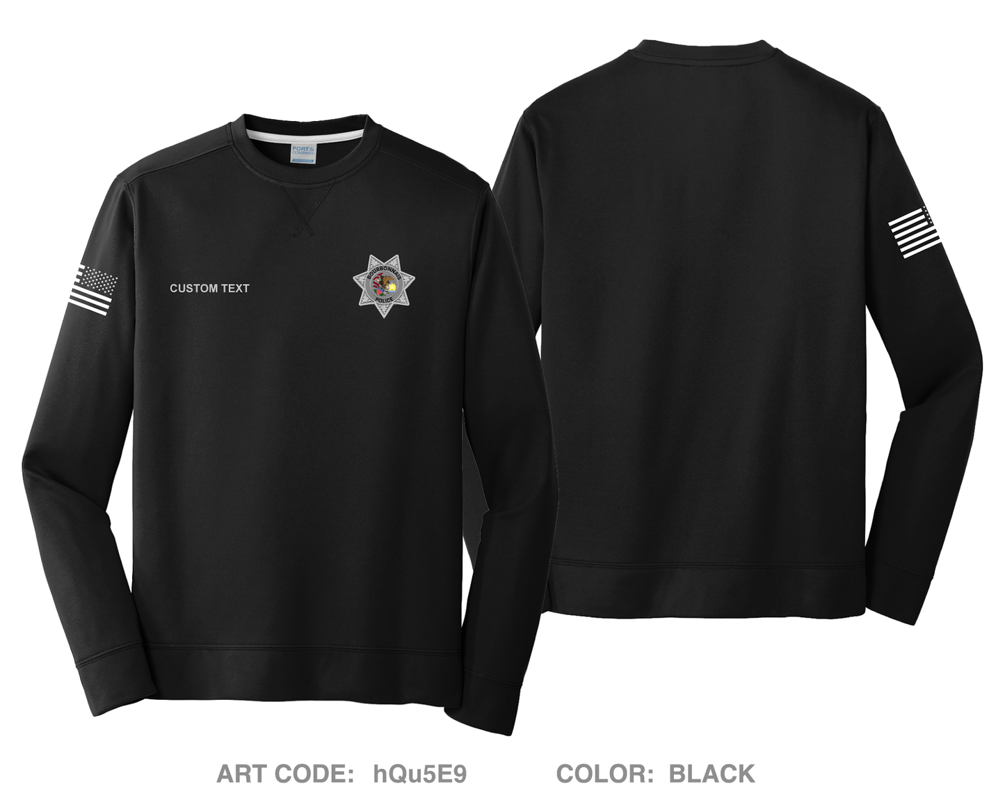 CUSTOM Bourbonnais Police HI-Tech Performance Crewneck Sweatshirt - hQu5E9