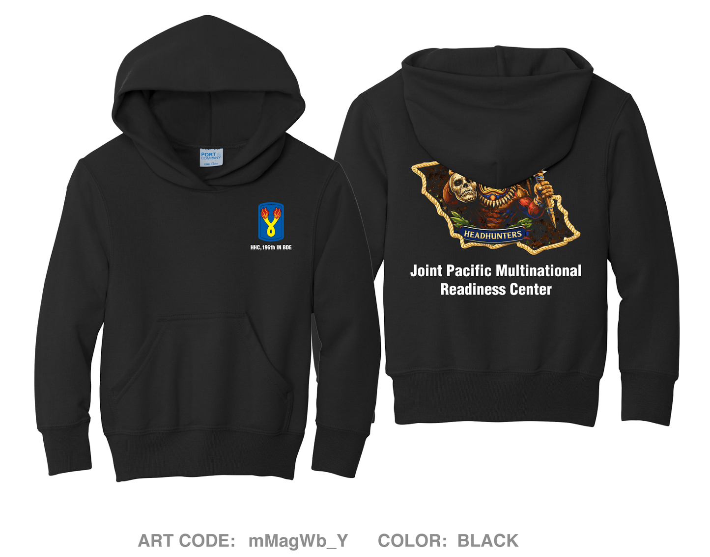 HHC, 196th IN BDE Comfort Youth Cotton Blend Hooded Sweatshirt - mMagWb_Y