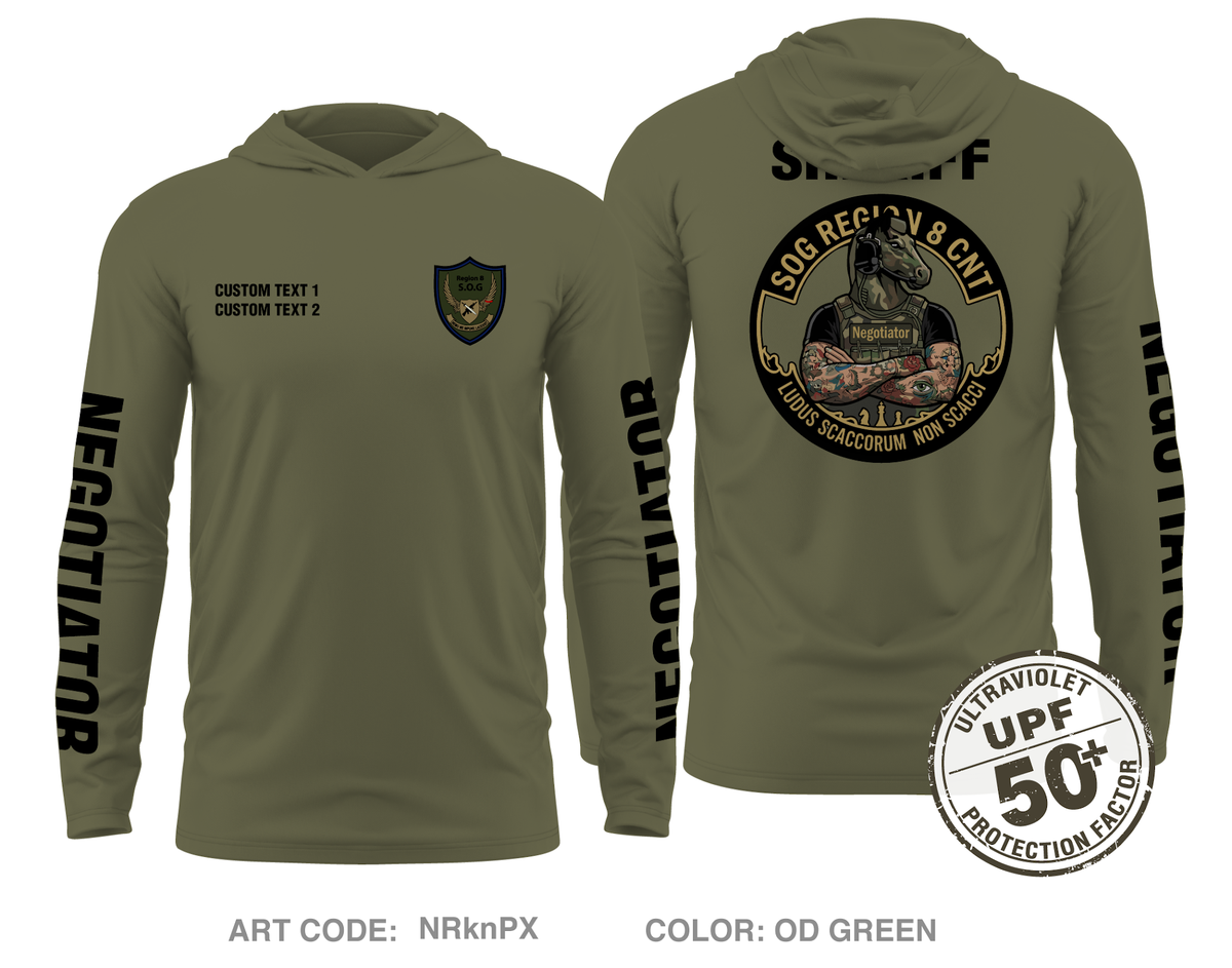 CUSTOM Region 8 HNT Core Men's UPF 50+ Hooded Performance LS Tee - NRknPX