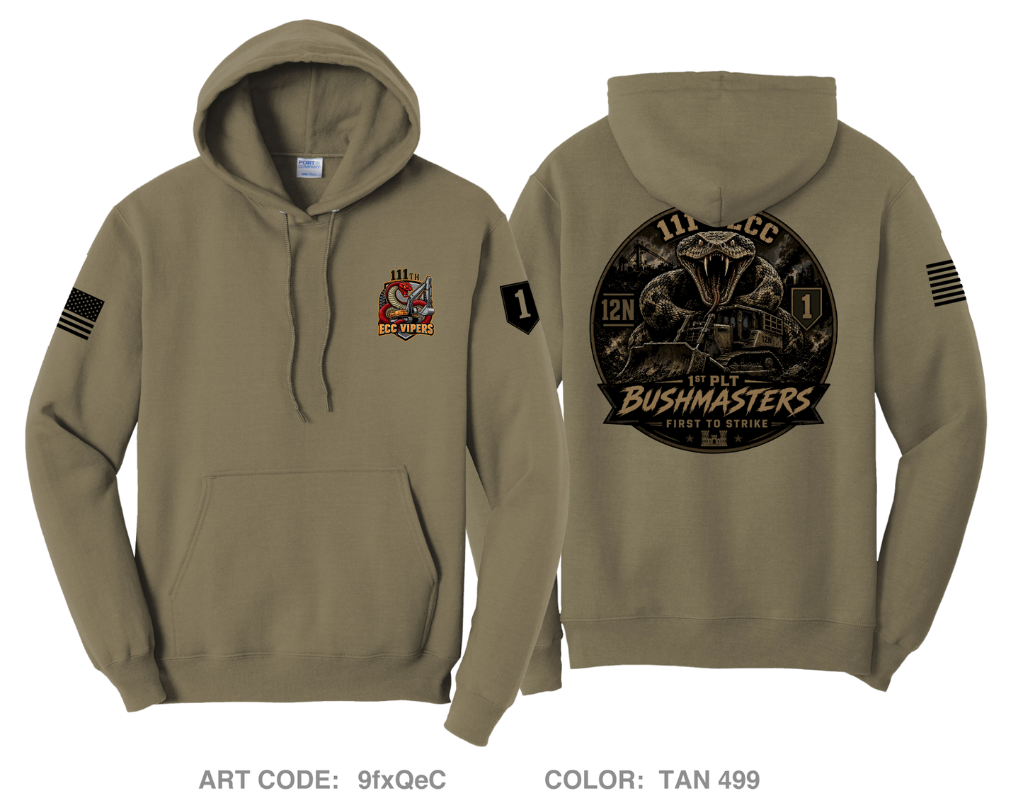 111th ECC 1st Platoon Bushmasters Comfort Unisex Hooded Sweatshirt - 9fxQeC