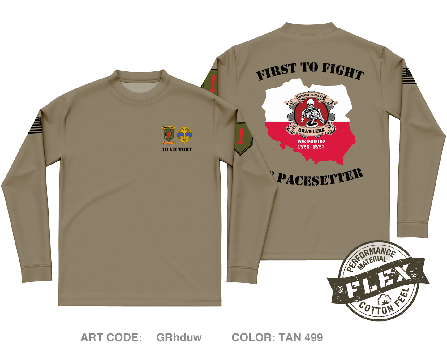 B Co, 541st DSSB, 1 IDSB Core Men's LS Flex Performance Tee - GRhduw