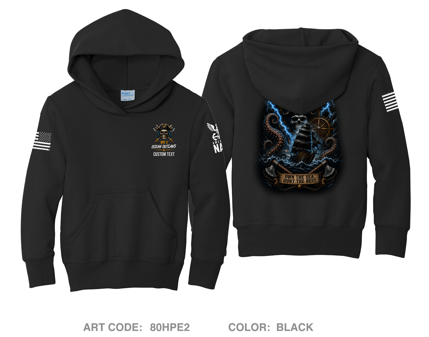 CUSTOM Ocean Outlaws Comfort Youth Cotton Blend Hooded Sweatshirt - 80HPE2_Y