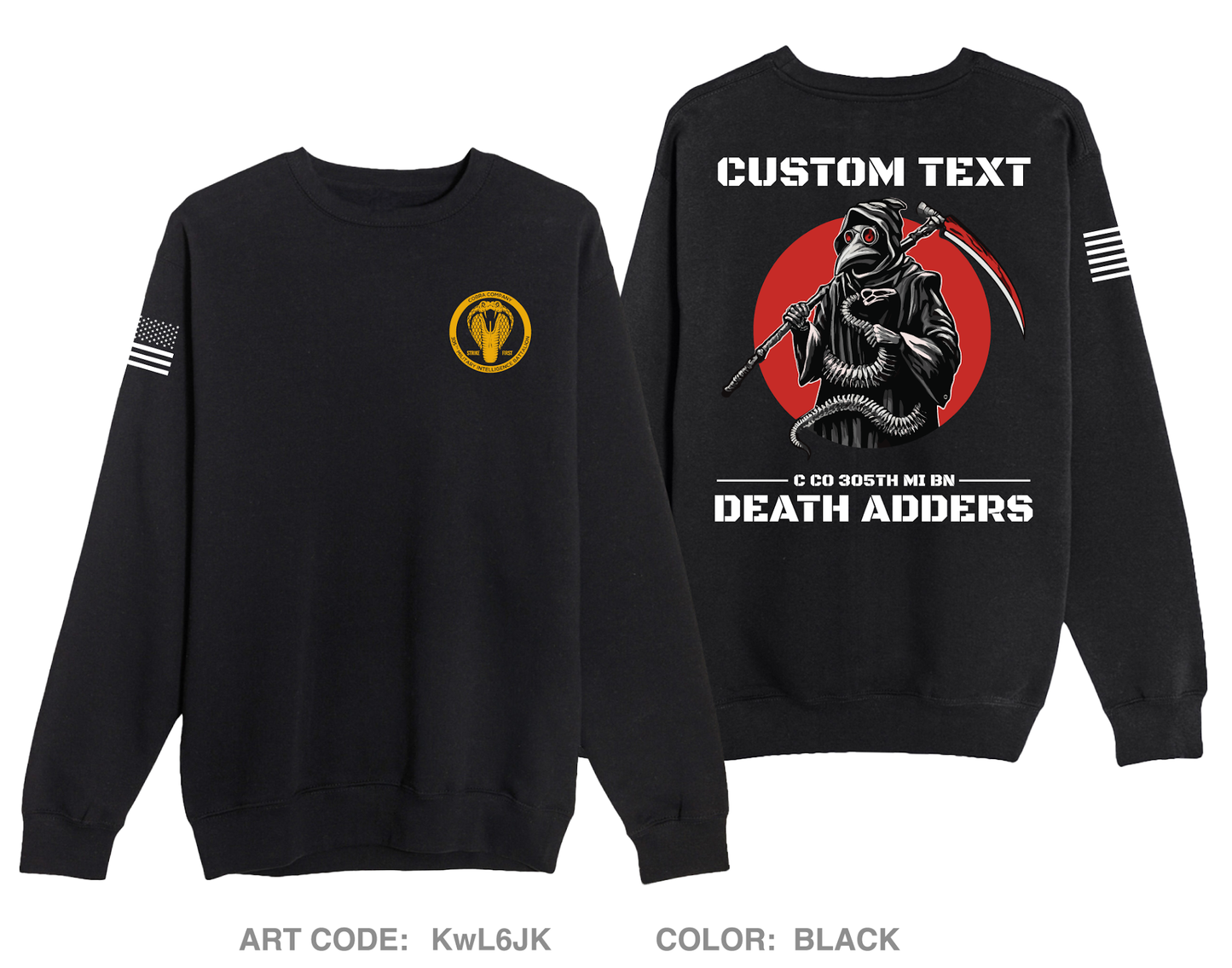 CUSTOM Death Adder Platoon C Co 305th Comfort Unisex Crewneck Sweatshirt - KwL6JK