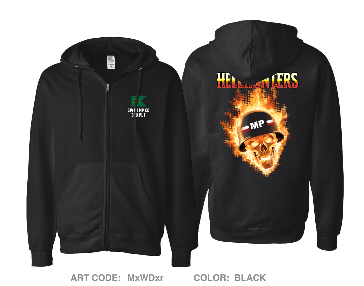 Hellhunters Comfort Unisex Cotton Blend Full-Zip Hooded Sweatshirt - MxWDxr
