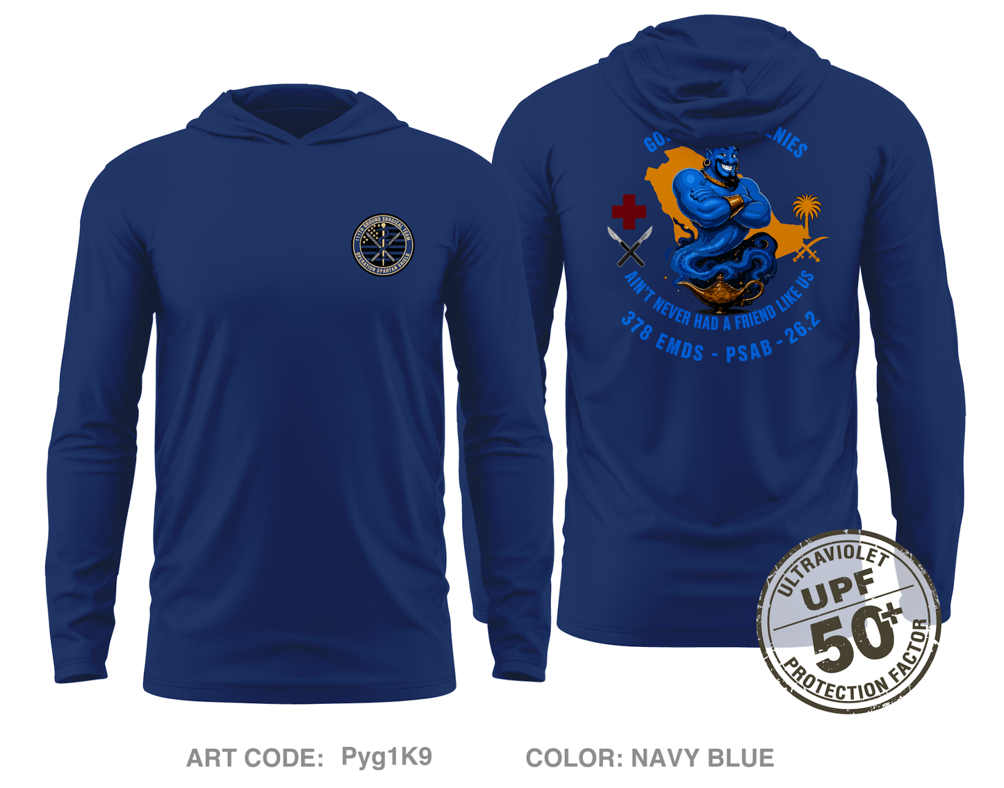 111th Ground Surgical Team Core Men's UPF 50+ Hooded Performance LS Tee - Pyg1K9