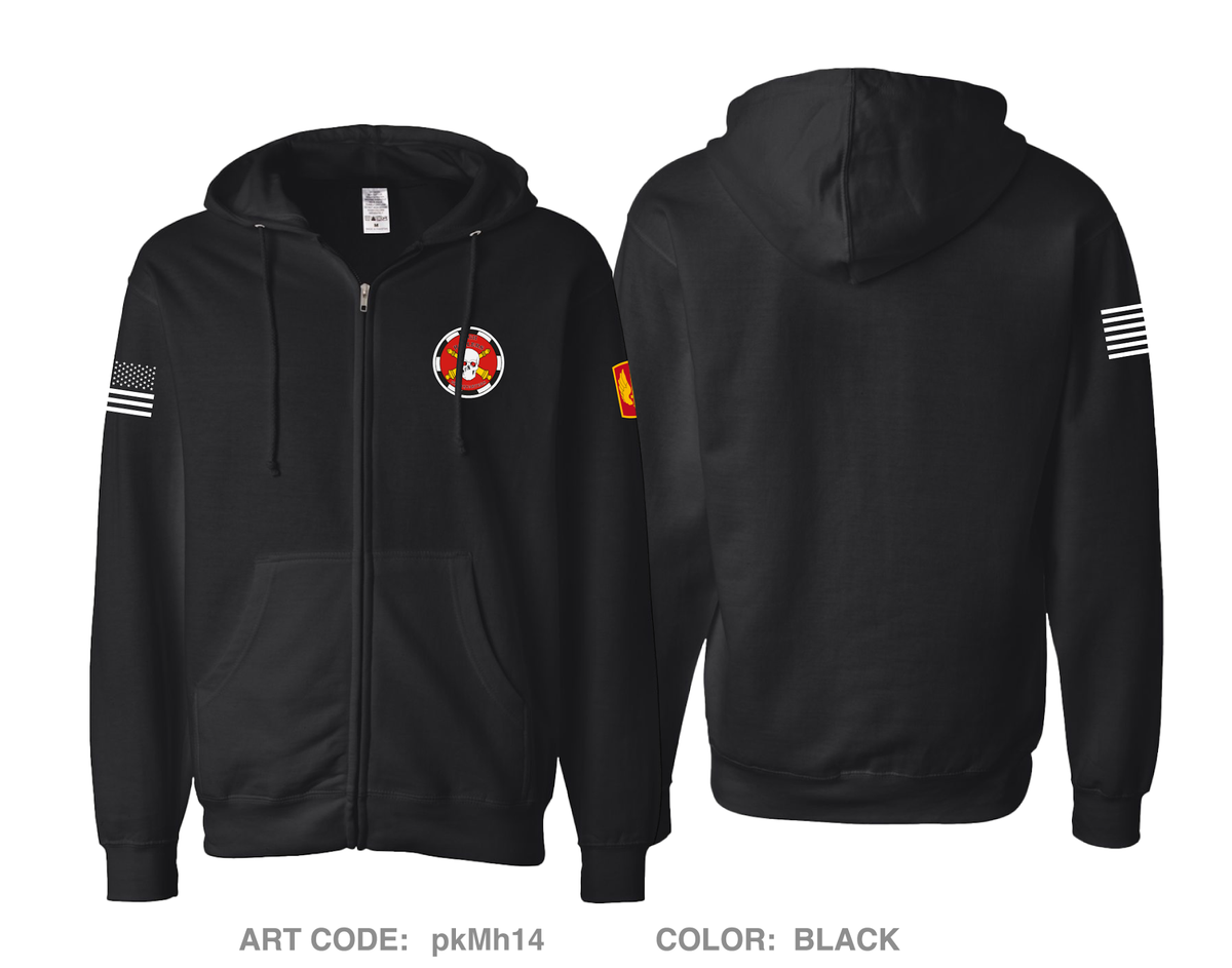 HQ, A BTRY, 3-321FAR Comfort Unisex Cotton Blend Full-Zip Hooded Sweatshirt - pkMh14