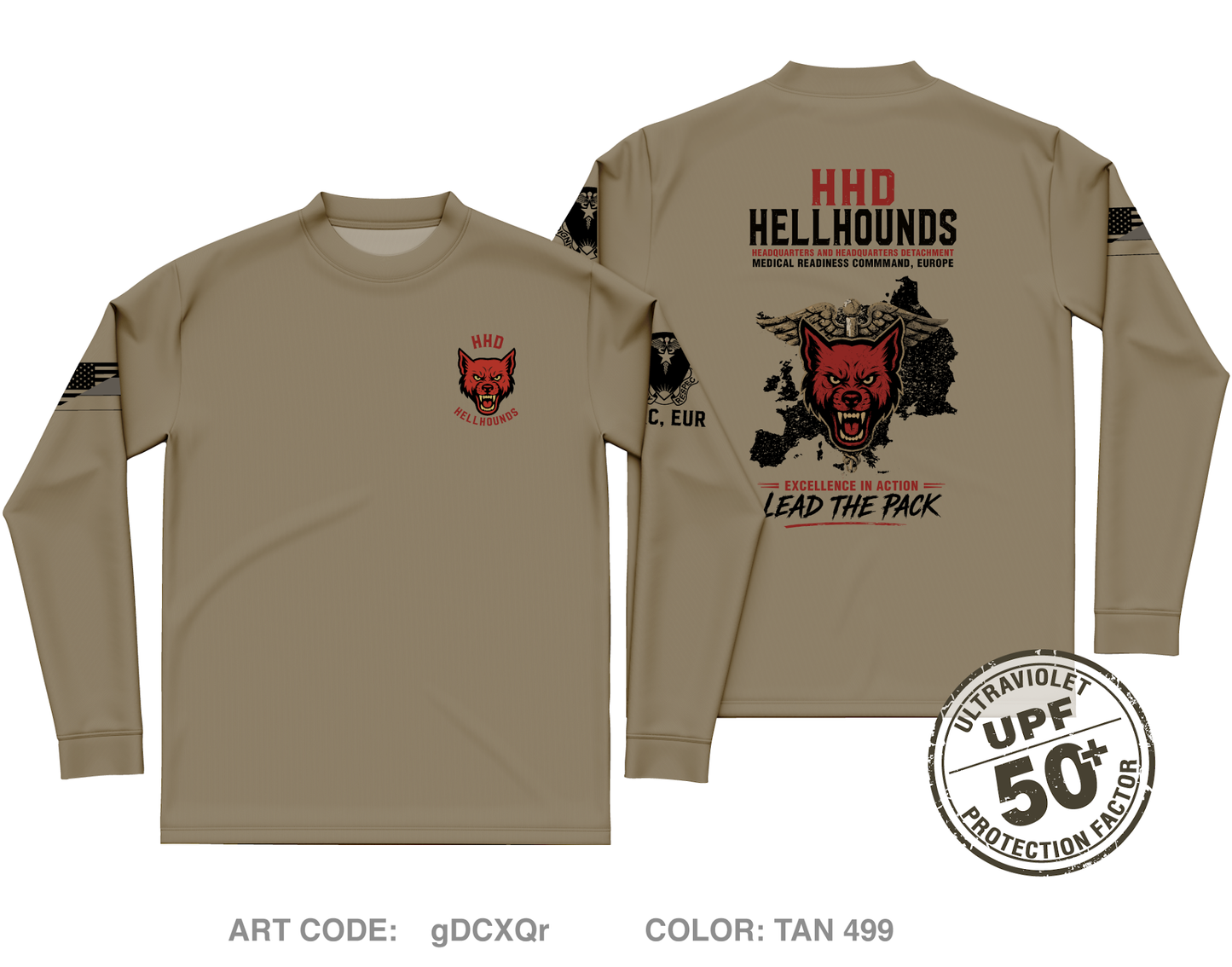 HHD, Medical Readiness Command, Europe Core Men's UPF 50+ Performance LS Tee - gDCXQr