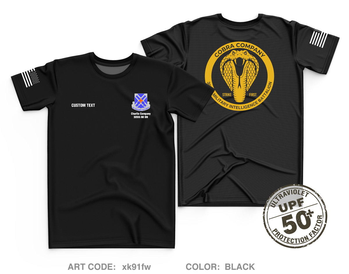 CUSTOM Charlie "Cobras" Company, 305th MI BN, 111th MI BDE Core Men's UPF 50+ Performance SS Tee - xk91fw