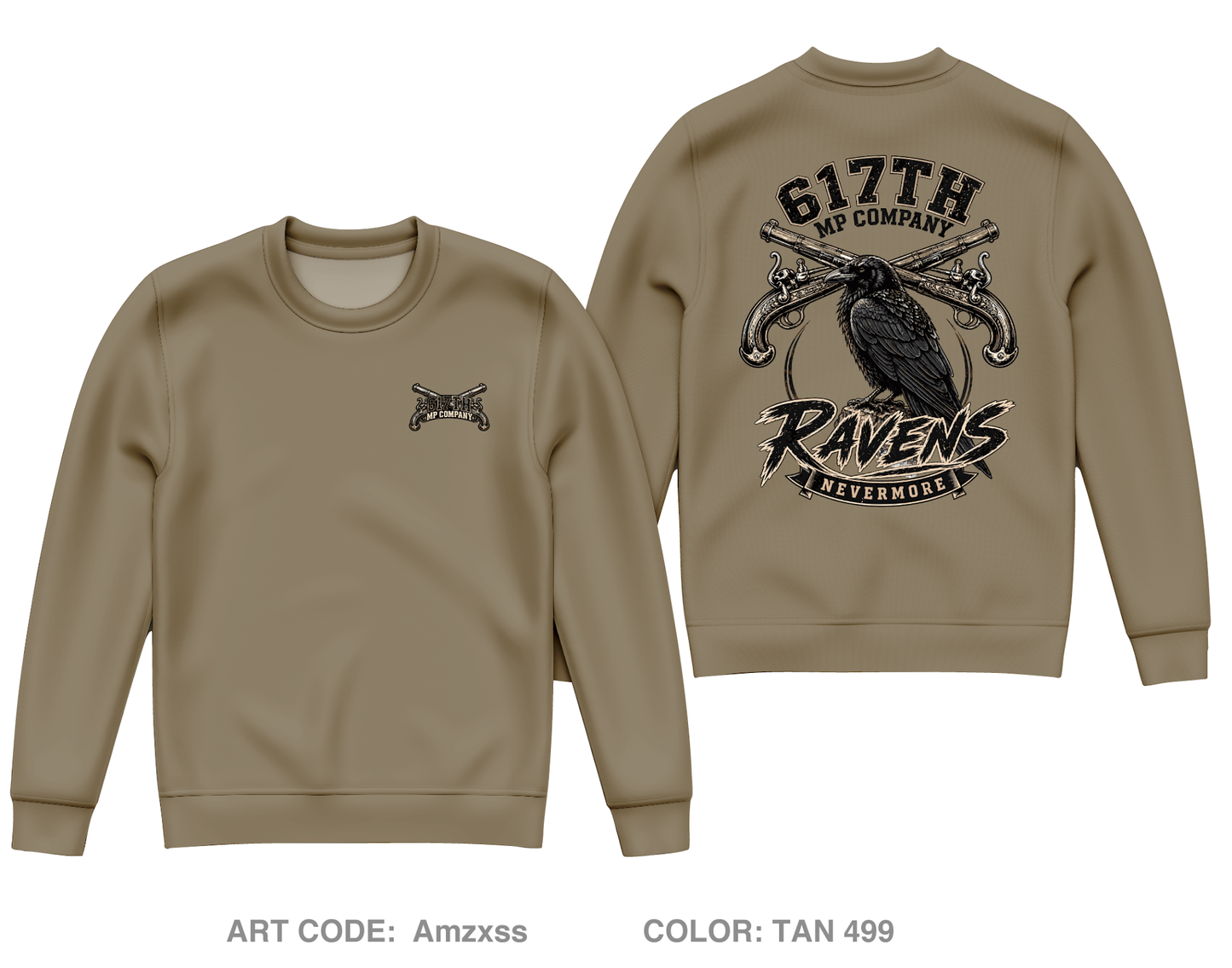 617th MP Co Fundraising Collection Core Men's Crewneck Performance Sweatshirt - Amzxss