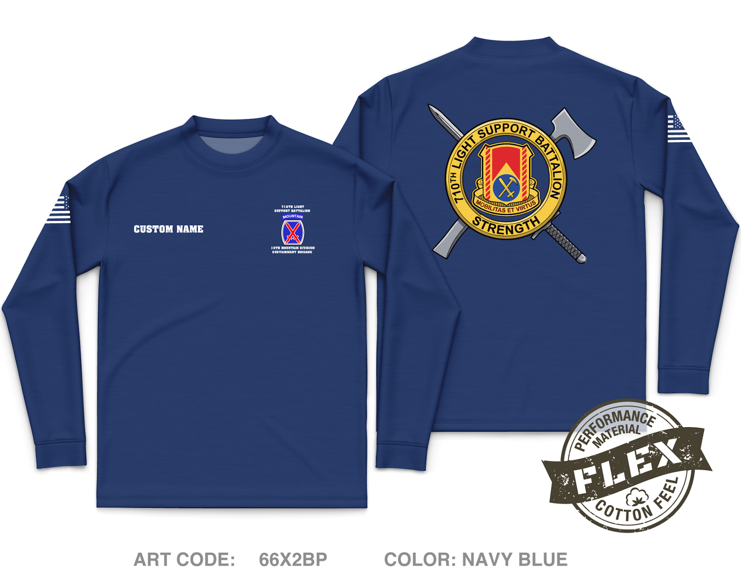CUSTOM 710 Light Support Battalion Core Men's LS Flex Performance Tee - 66X2BP