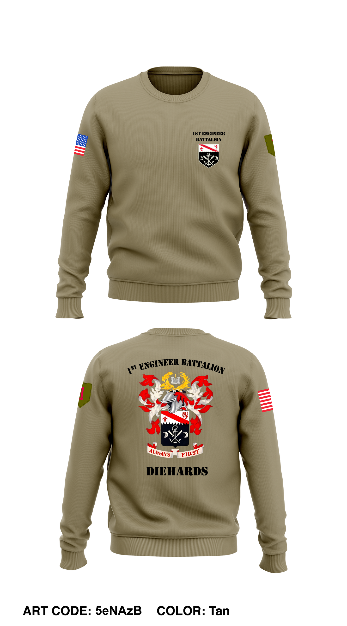 1st Engineer Battalion Core Men's Crewneck Performance Sweatshirt - 5eNAzB