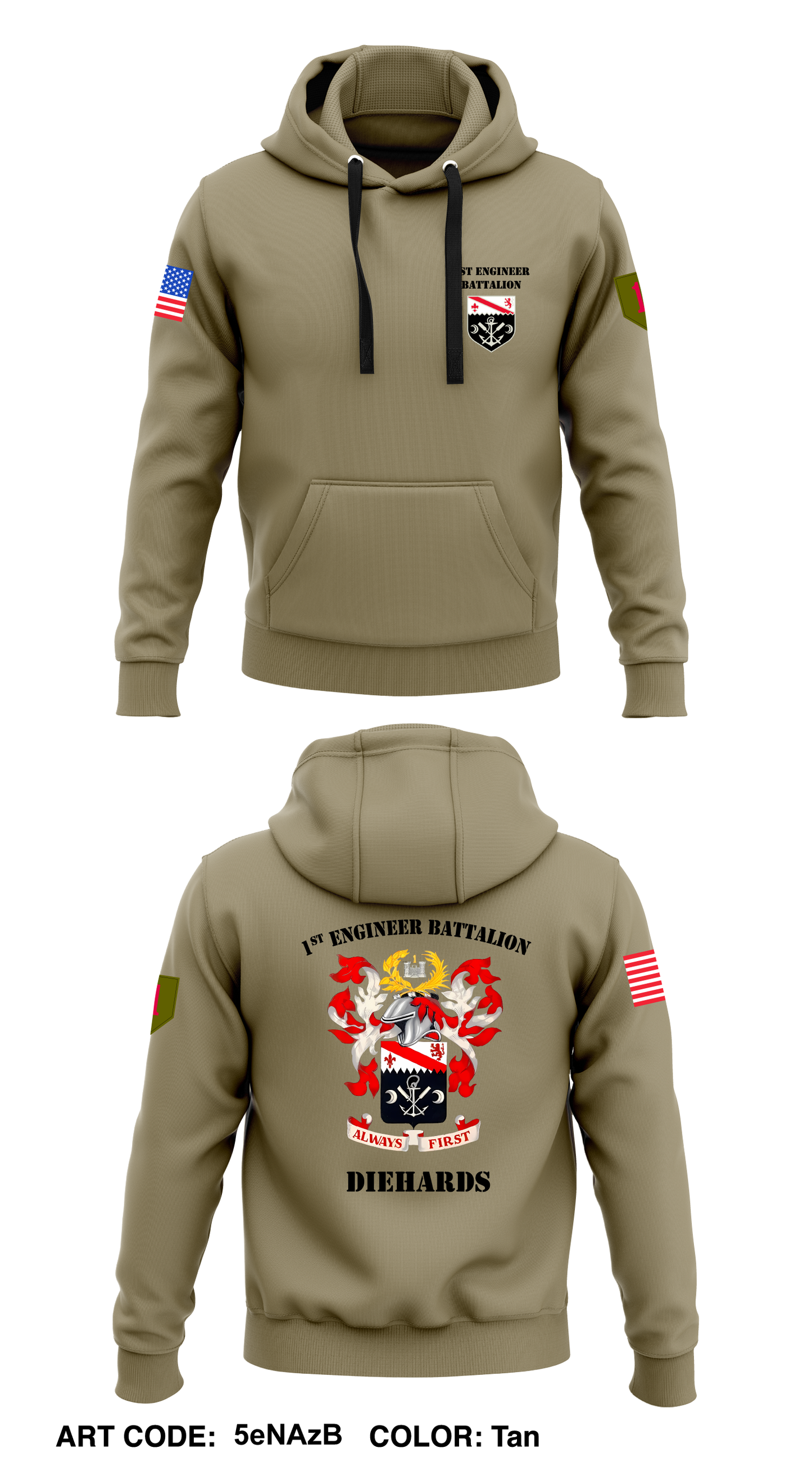 1st Engineer Battalion Core Men's Hooded Performance Sweatshirt - 5eNAzB