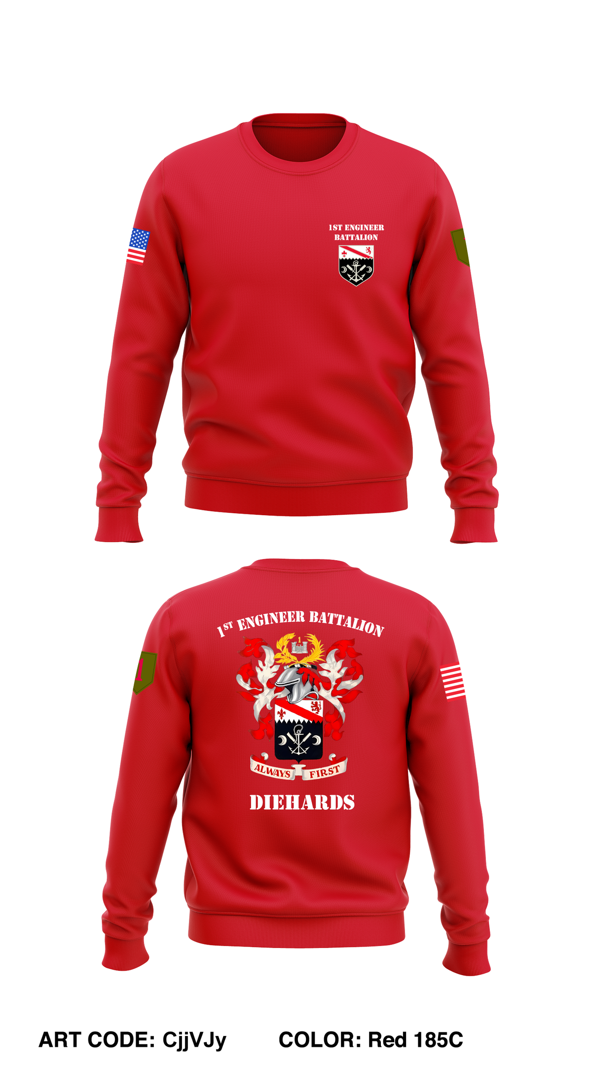 1st Engineer Battalion Core Men's Crewneck Performance Sweatshirt - CjjVJy