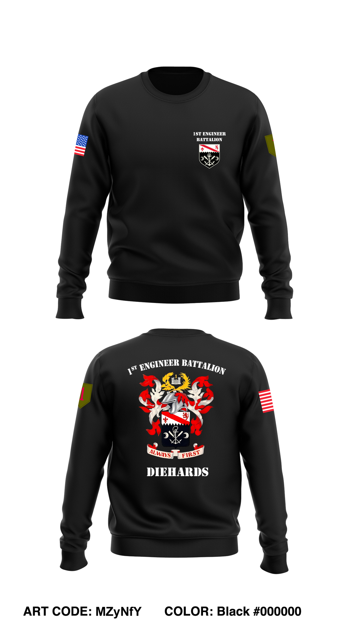 1st Engineer Battalion Core Men's Crewneck Performance Sweatshirt - MZyNfY