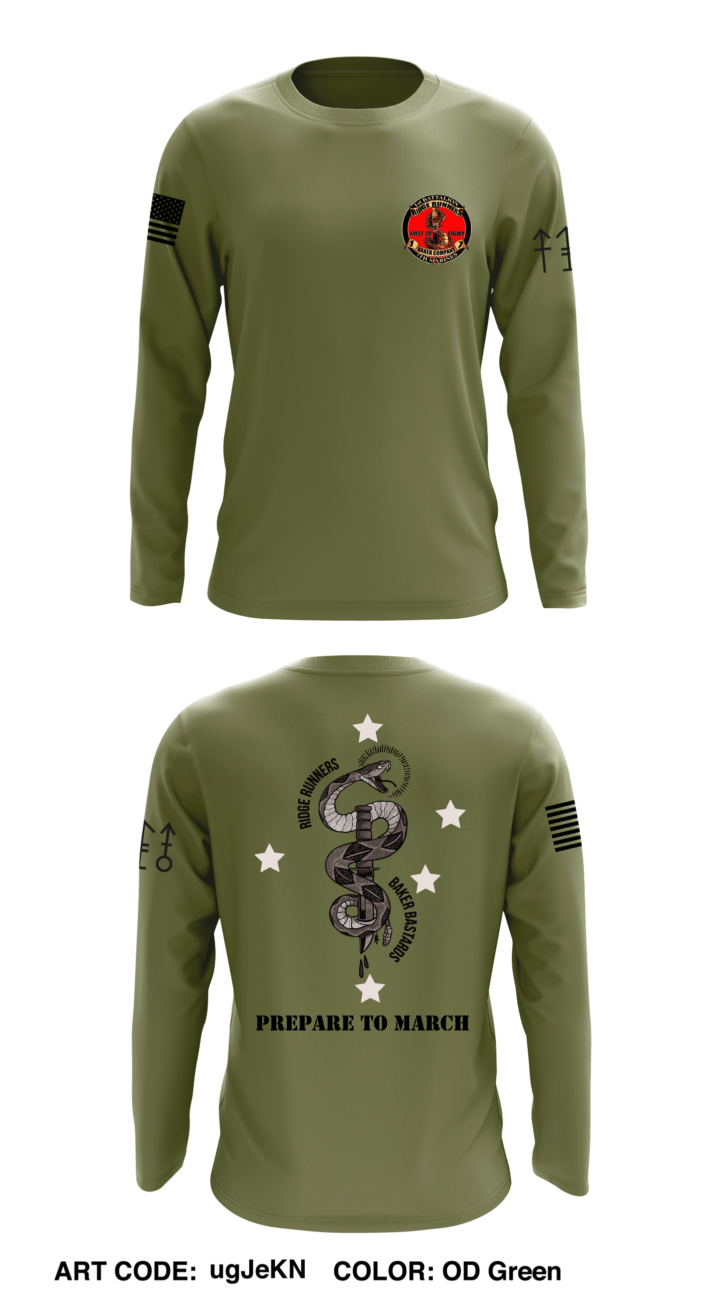 Baker co 1st BN 7th marines Store 1 Core Men's LS Performance Tee - ugJeKN
