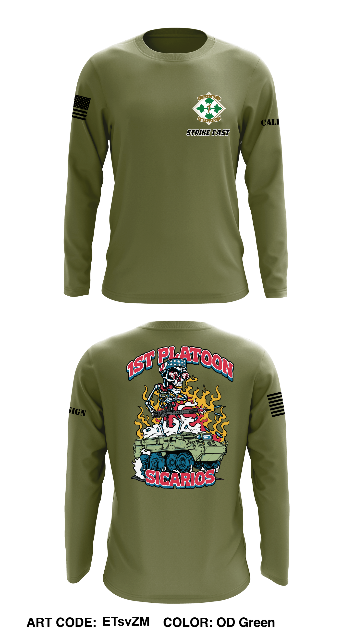 CUSTOM 1st Platoon, Brutal Company, 4-9 IN Core Men's LS Performance Tee - ETsvZM