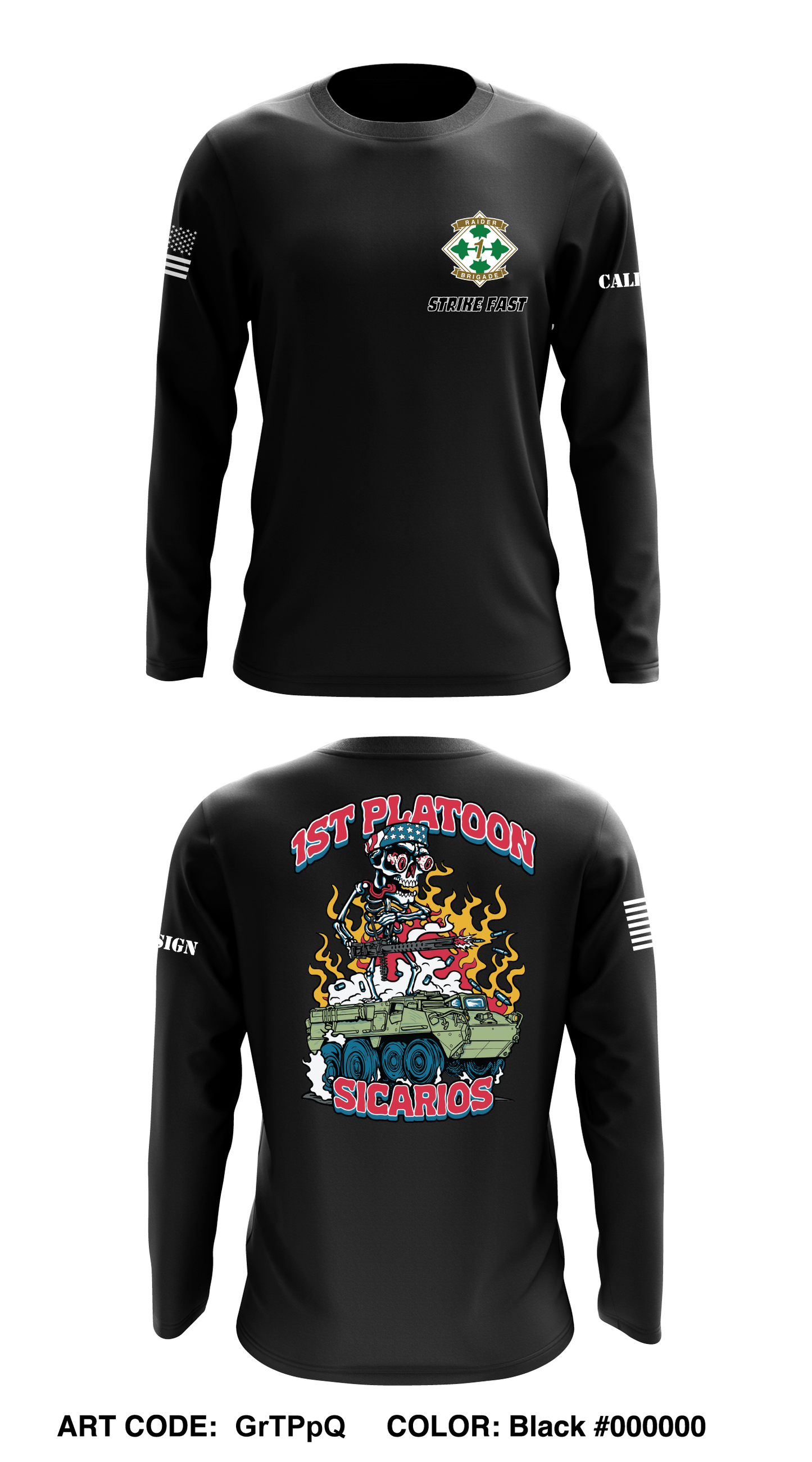 CUSTOM 1st Platoon, Brutal Company, 4-9 IN Core Men's LS Performance Tee - GrTPpQ