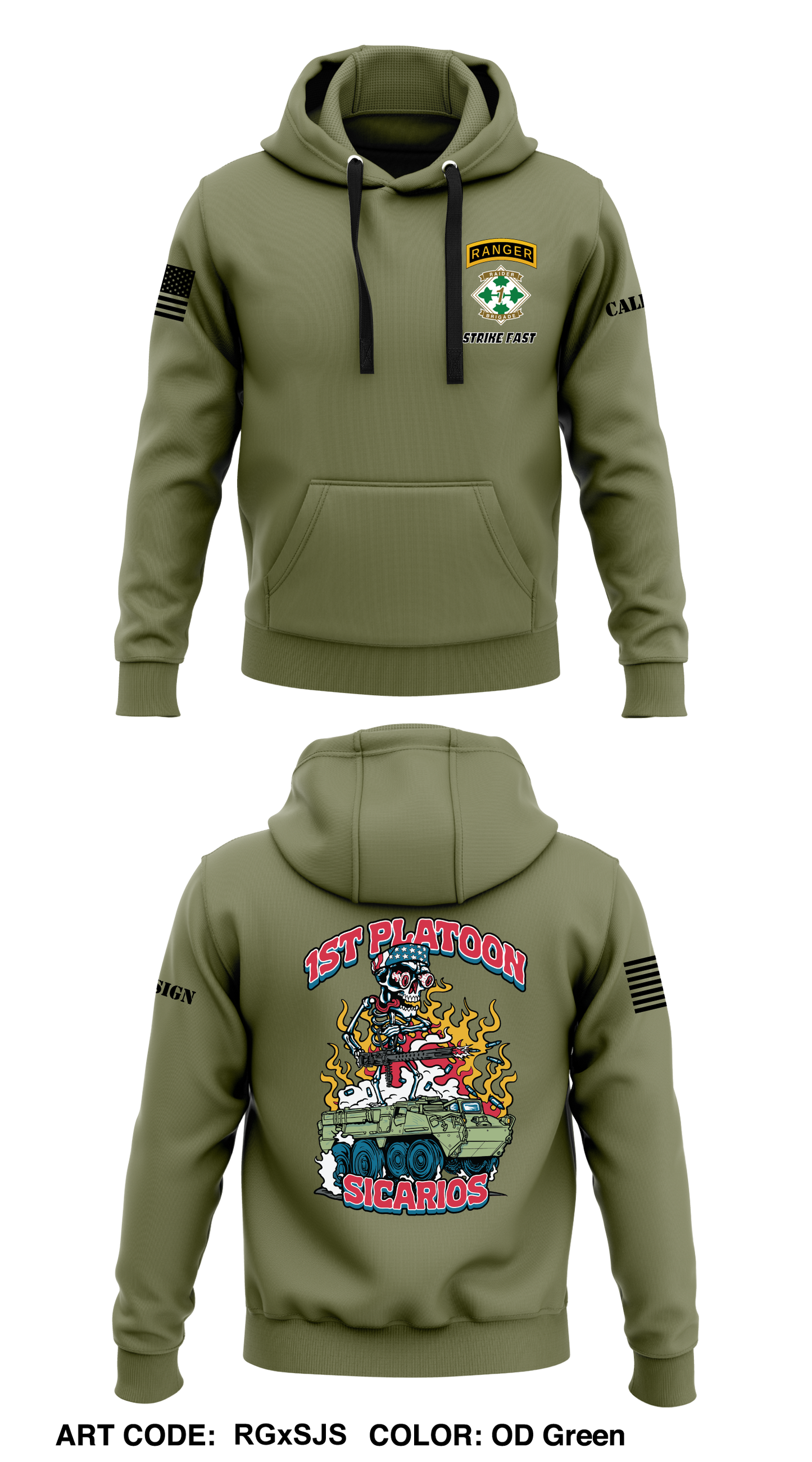 CUSTOM 1st Platoon, Brutal Company, 4-9 IN Core Men's Hooded Performance Sweatshirt - RGxSJS