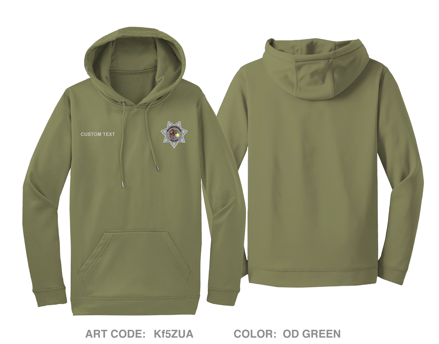 CUSTOM Bourbonnais Police Hi-Tech Performance Hoodie - Kf5ZUA