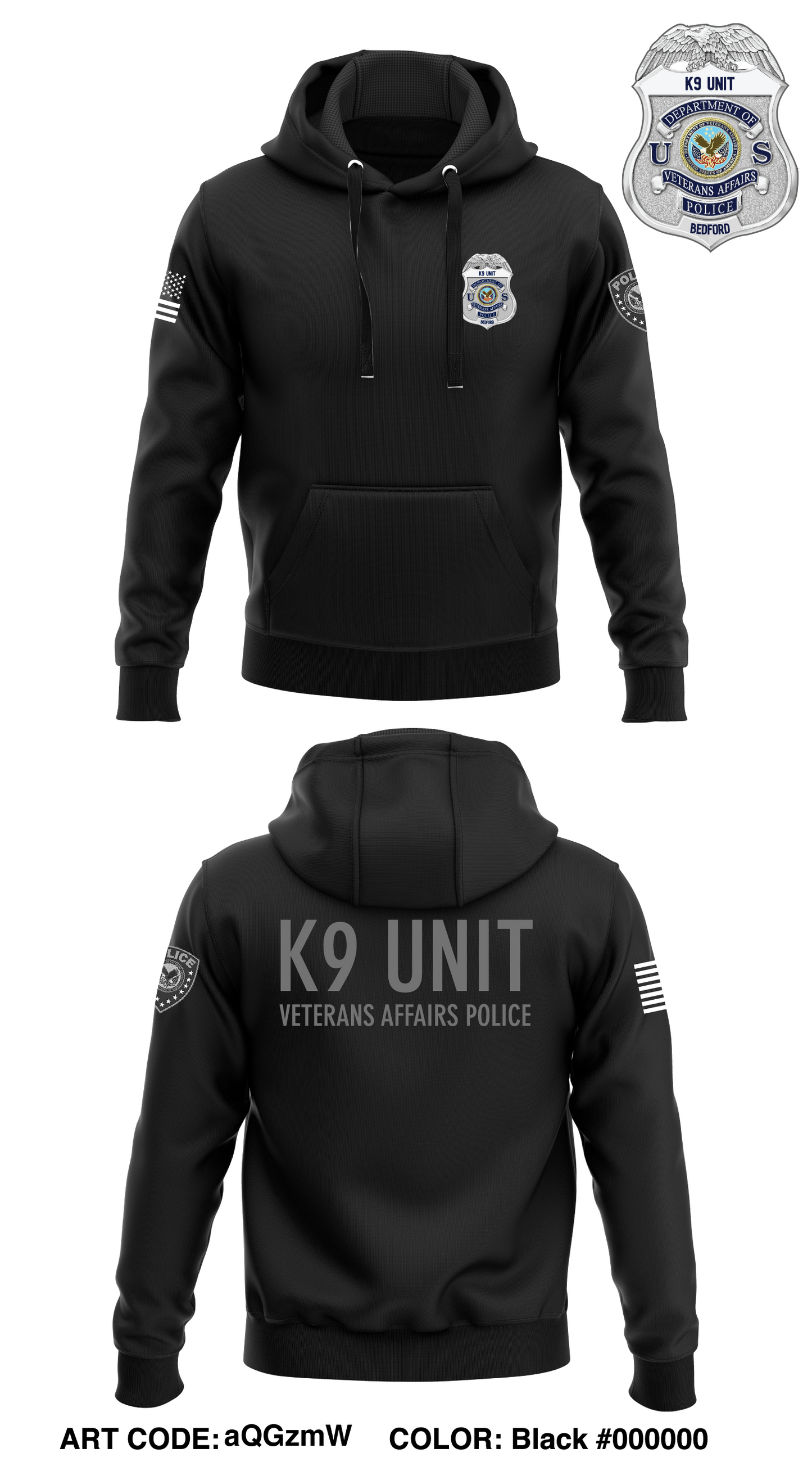 Bedford - Veterans Affairs Police Store 1 Core Men's Hooded Performance Sweatshirt - aQGzmW