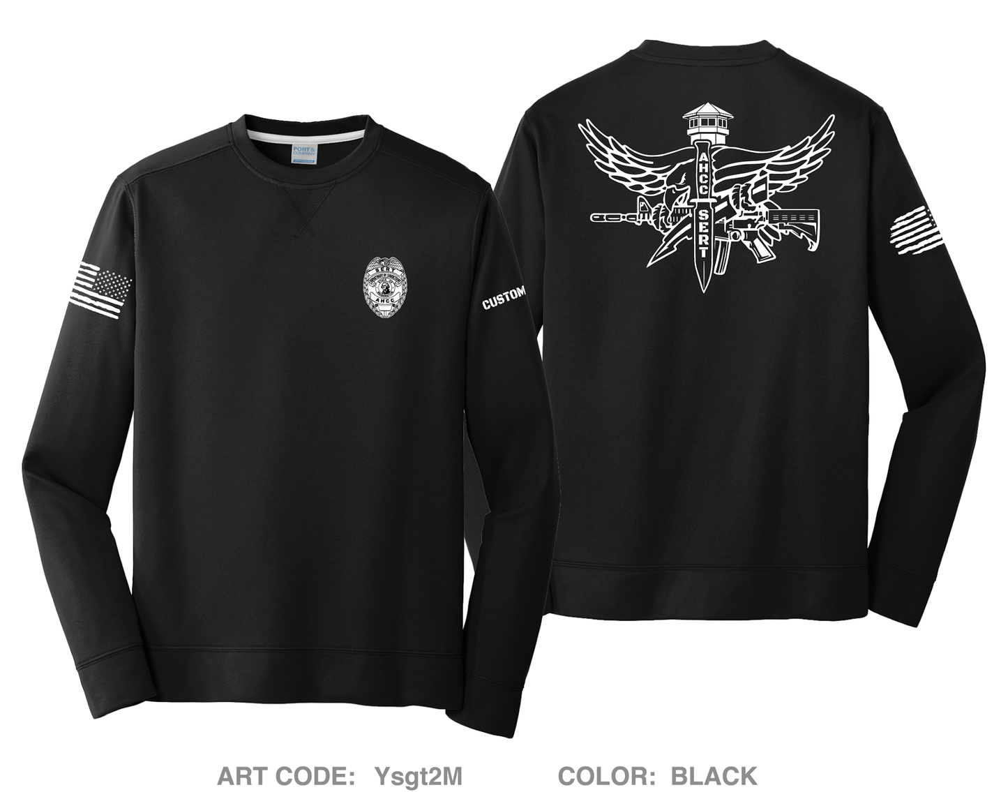 CUSTOM WA Department of Corrections AHCC SERT HI-Tech Performance Crewneck Sweatshirt - Ysgt2M