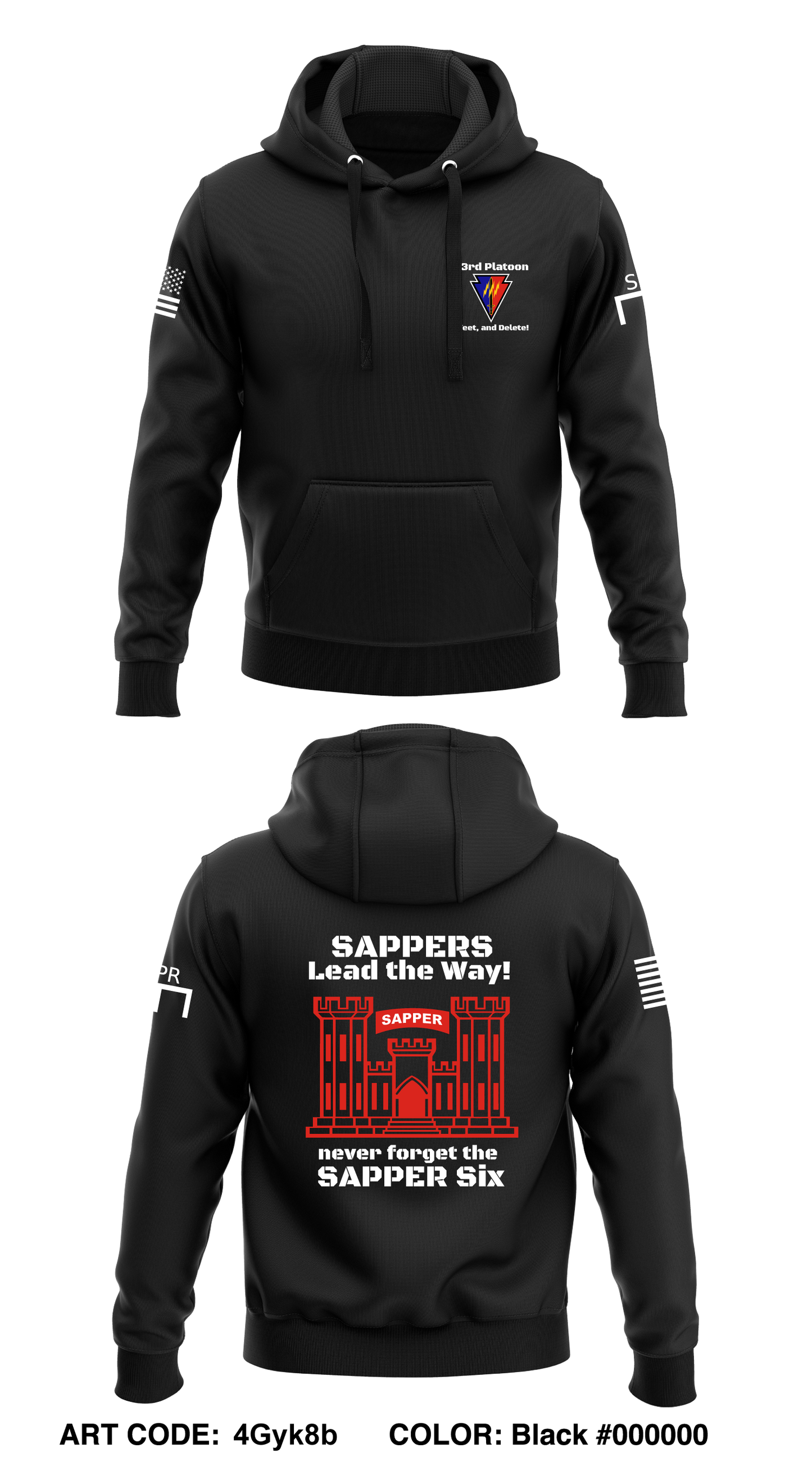 3rd Platoon Yeet and Delete Core Men's Hooded Performance Sweatshirt - 4Gyk8b