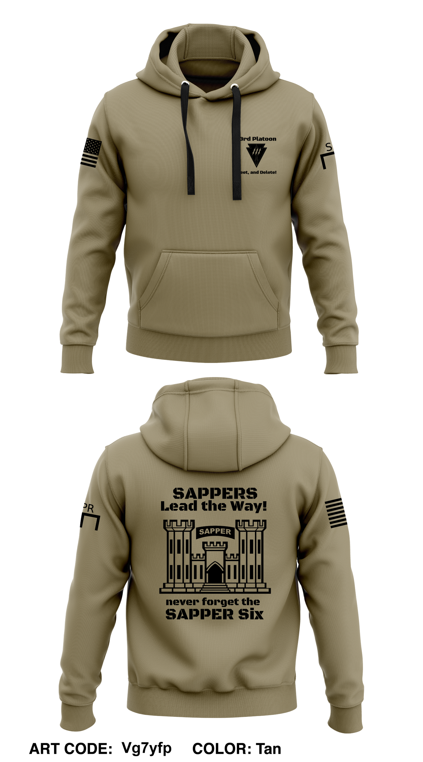 3rd Platoon Yeet and Delete Core Men's Hooded Performance Sweatshirt - Vg7yfp
