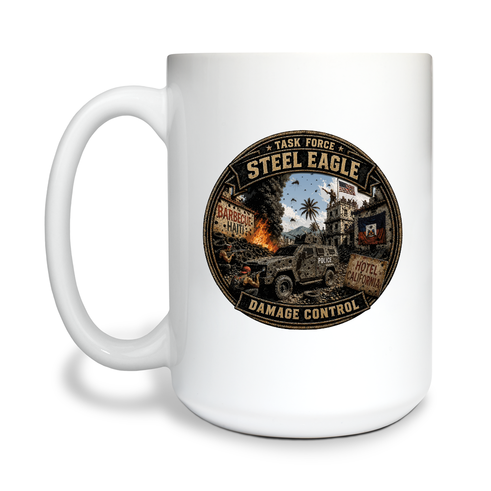 Damage Control 15 oz White Ceramic Mug - BawjFb
