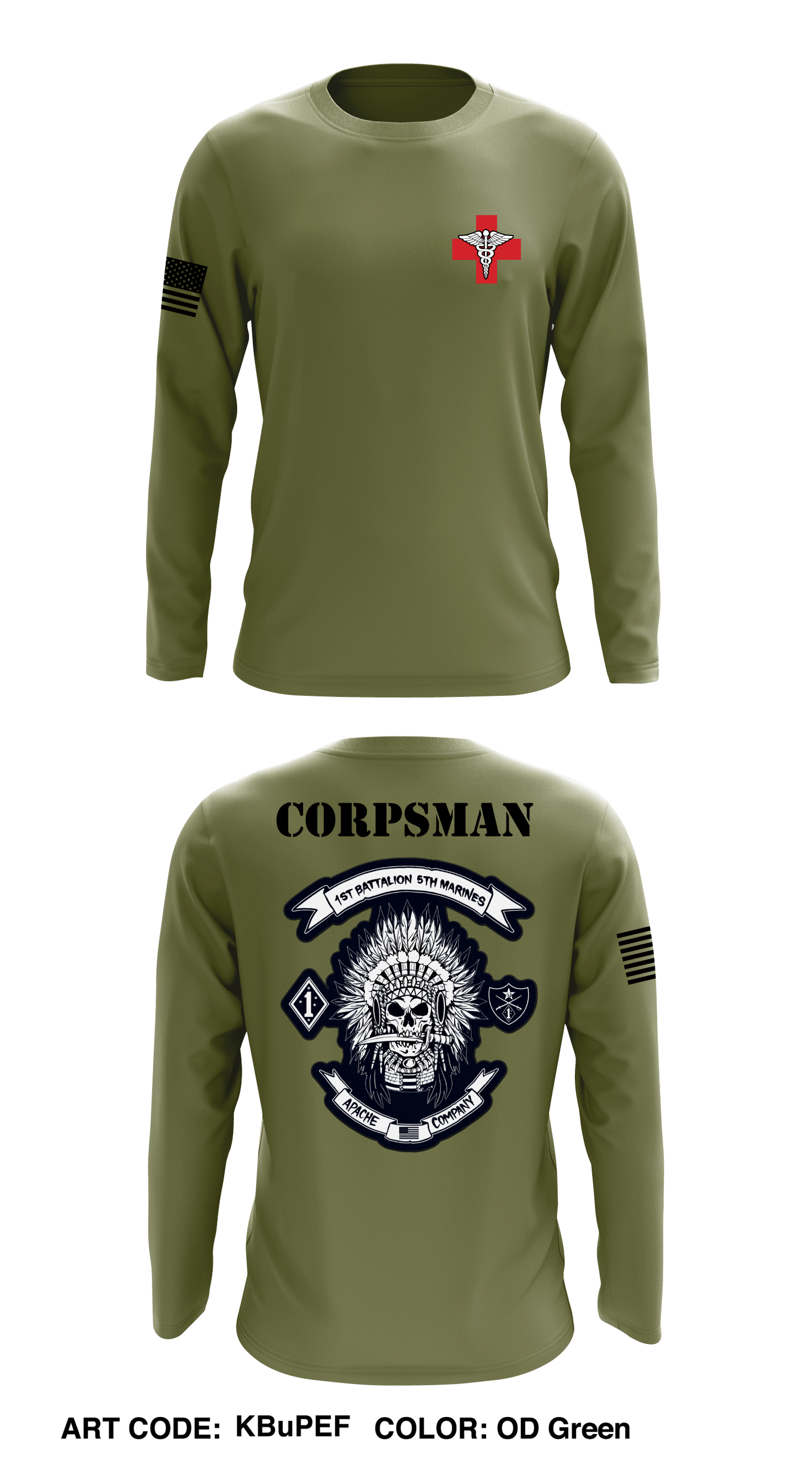 A Co, 1BN,5th marines Core Men's LS Performance Tee - KBuPEF