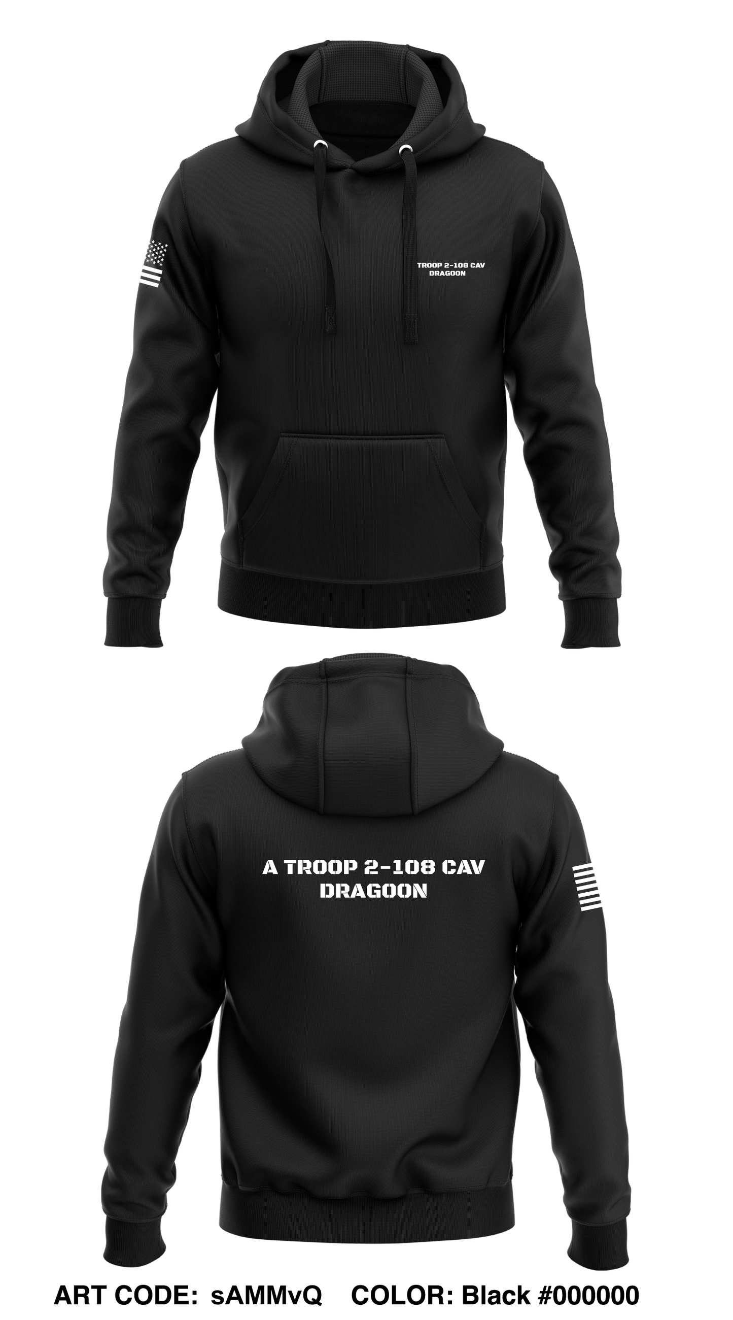 A Troop 2-108 CAV Core Men's Hooded Performance Sweatshirt