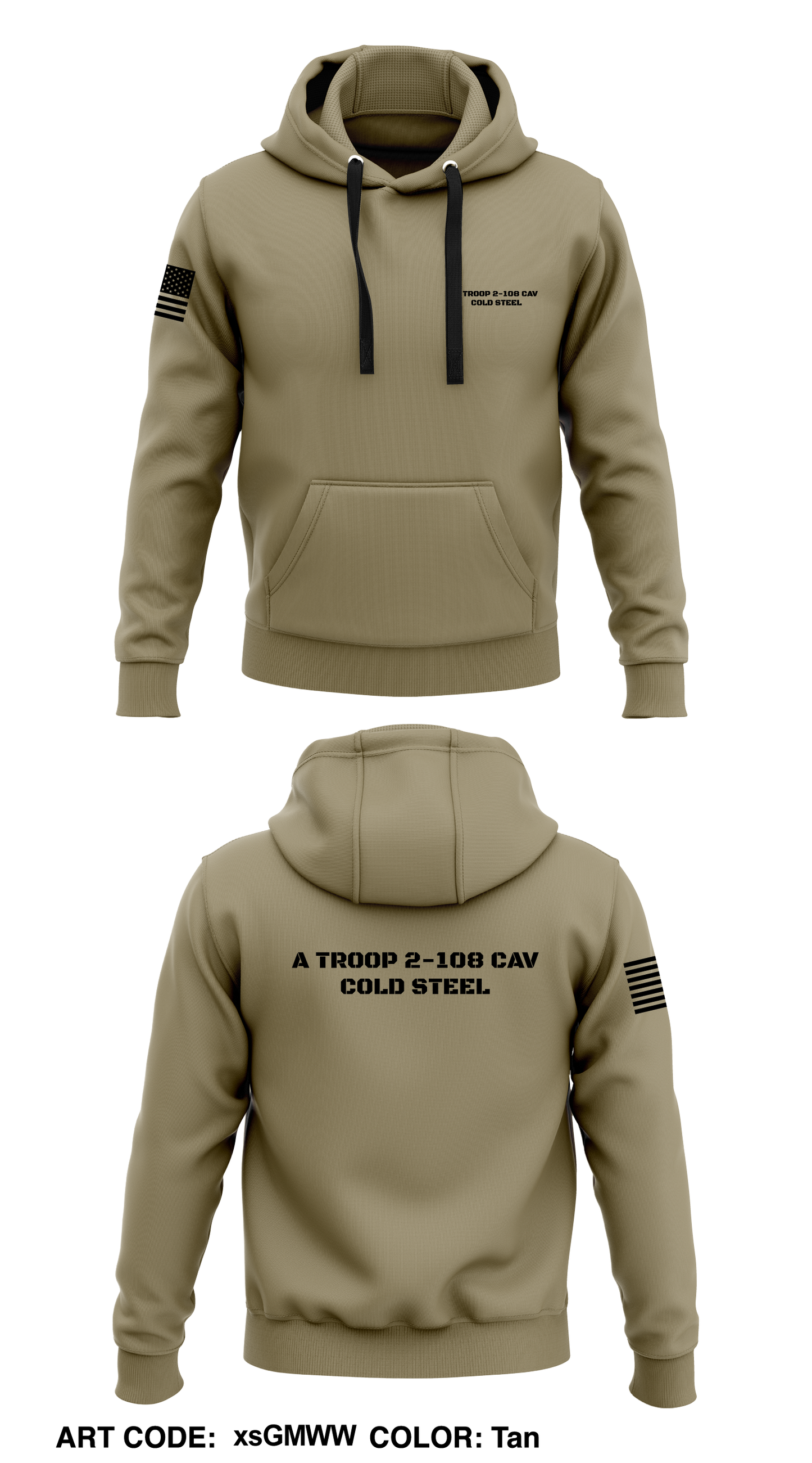 A Troop 2-108 CAV Core Men's Hooded Performance Sweatshirt