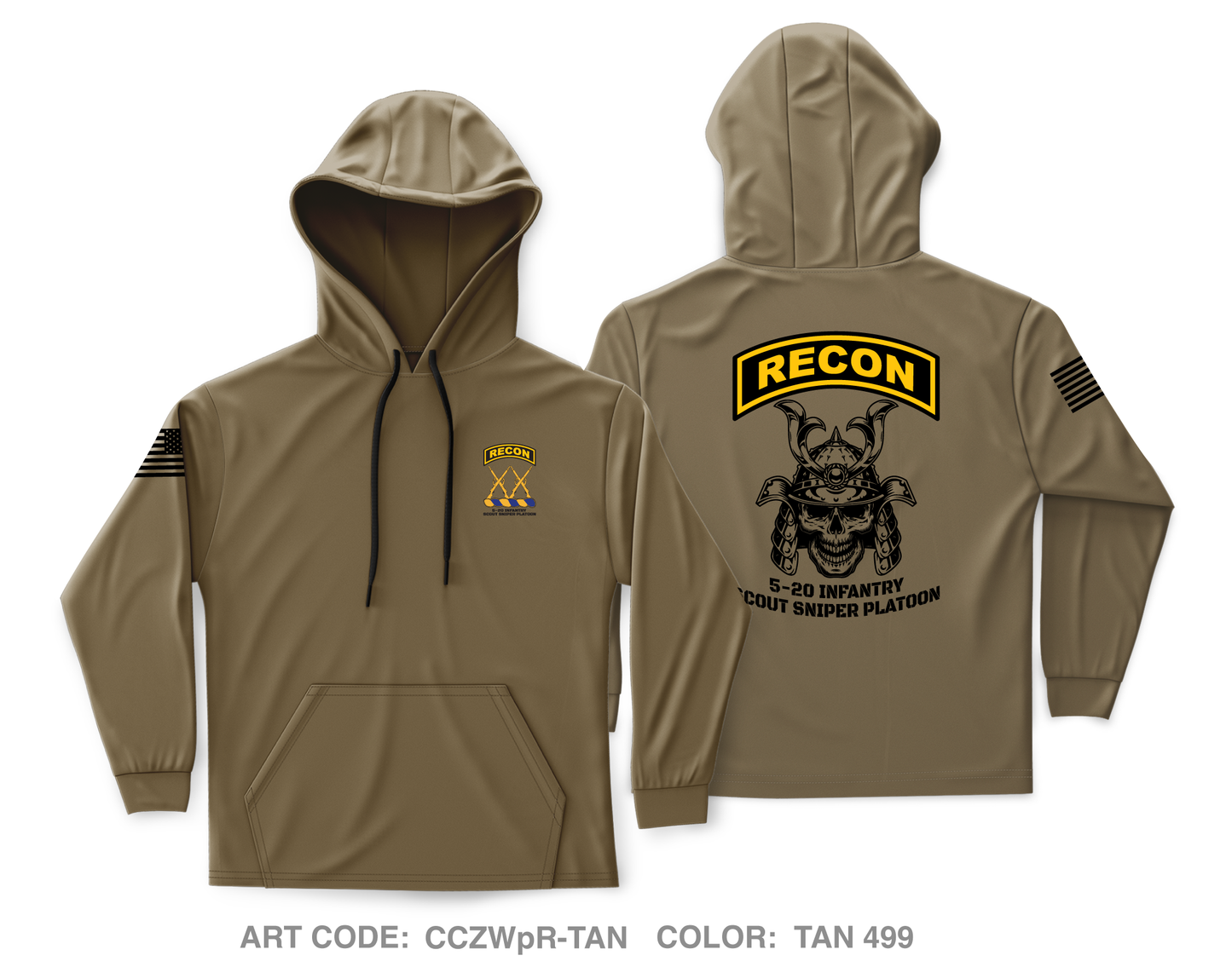 5-20 INFANTRY SCOUT/SNIPER PLATOON Store 1 Core Men's Hooded Performance Sweatshirt - CCZWpR_TAN