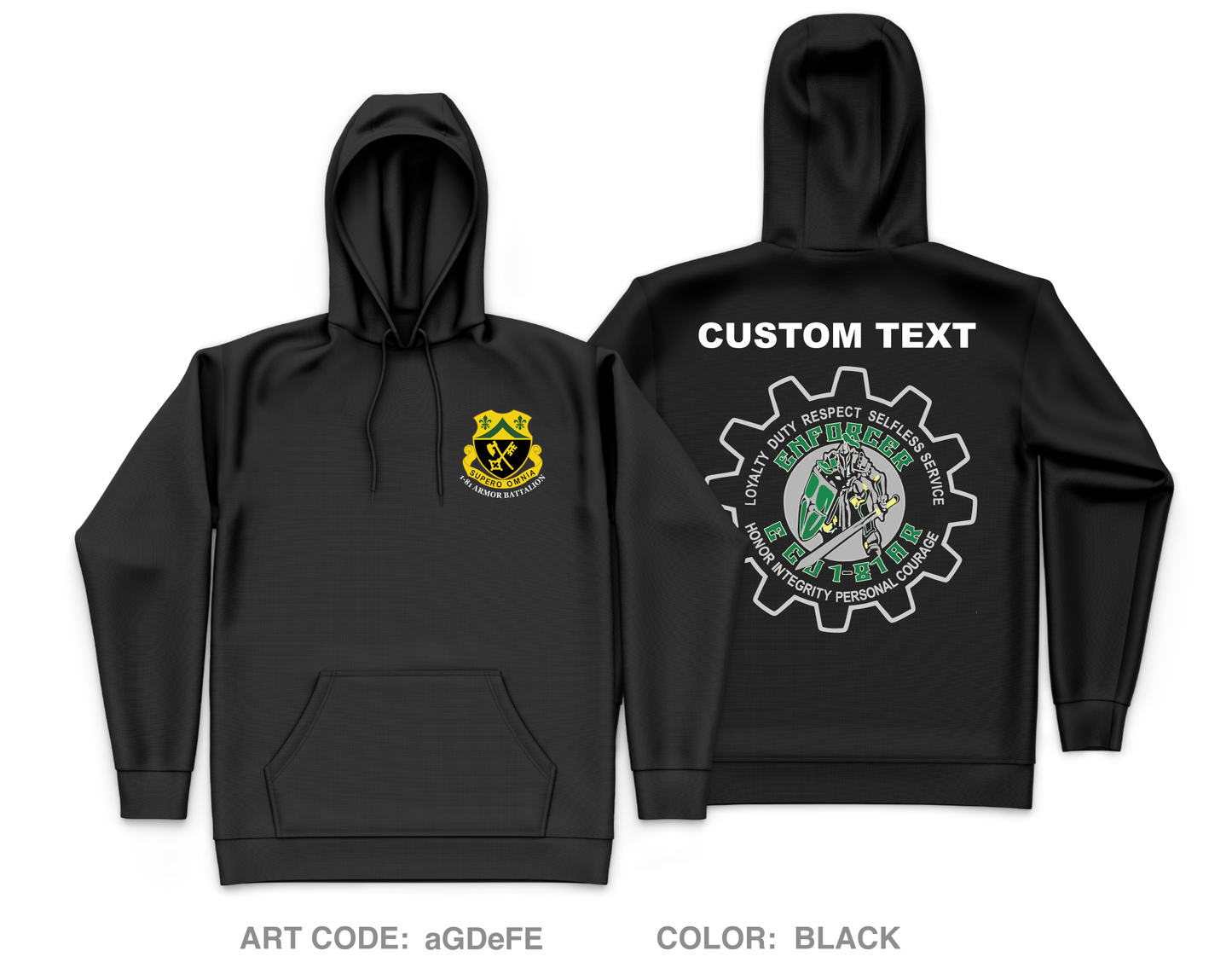 CUSTOM E Co, 1-81 AR BN, 194TH AR BDE Core Men's Hooded Performance Sweatshirt - aGDeFE