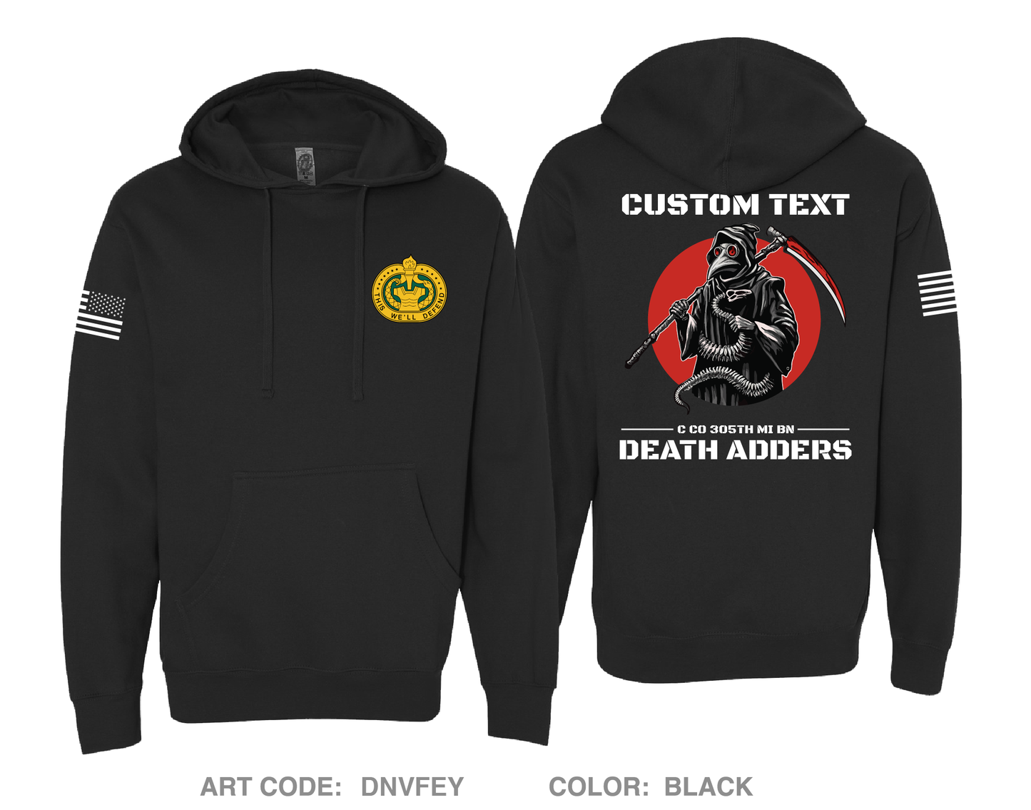 CUSTOM Death Adder Platoon C Co 305th Comfort Unisex Hooded Sweatshirt - DNVFEY