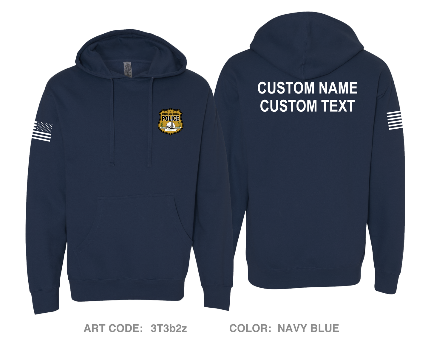 CUSTOM Wyoming Area Regional Police Comfort Unisex Hooded Sweatshirt - 3T3b2z