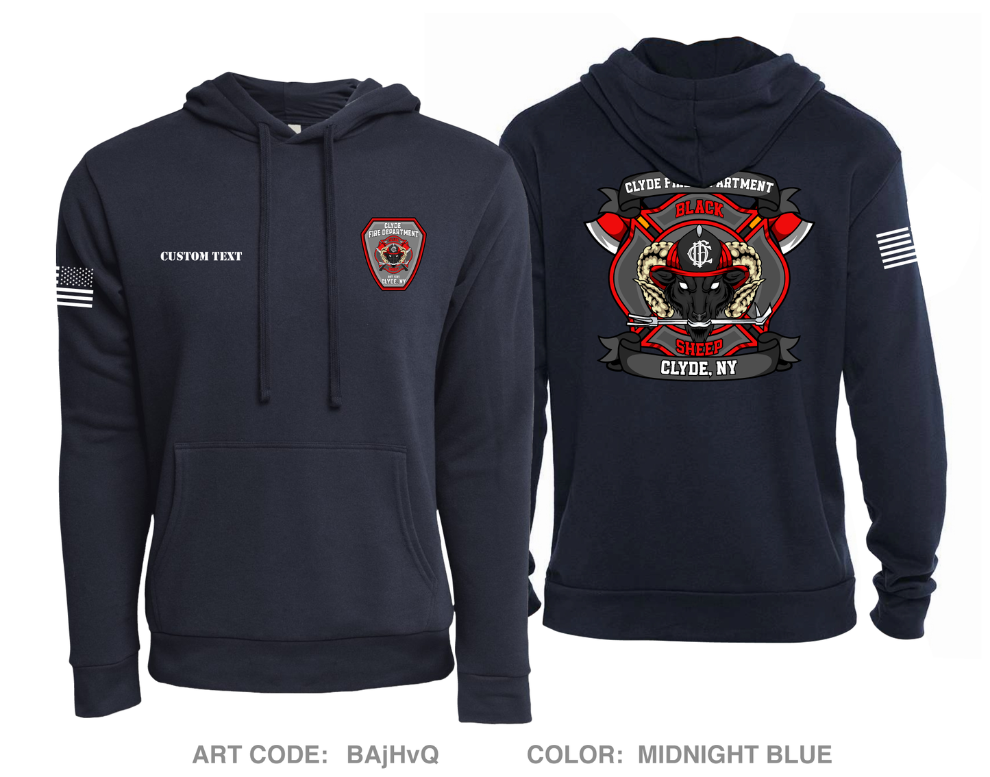 CUSTOM Clyde Fire Department Comfort Unisex Hooded Sweatshirt - BAjHvQ