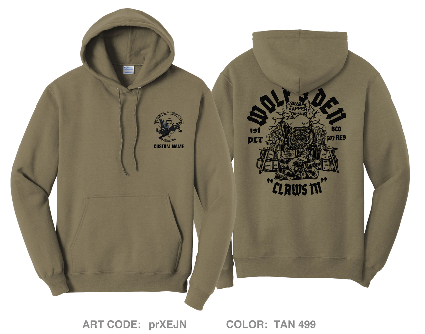 CUSTOM 1 PLT, B Co, 307AEB Comfort Unisex Hooded Sweatshirt - prXEJN