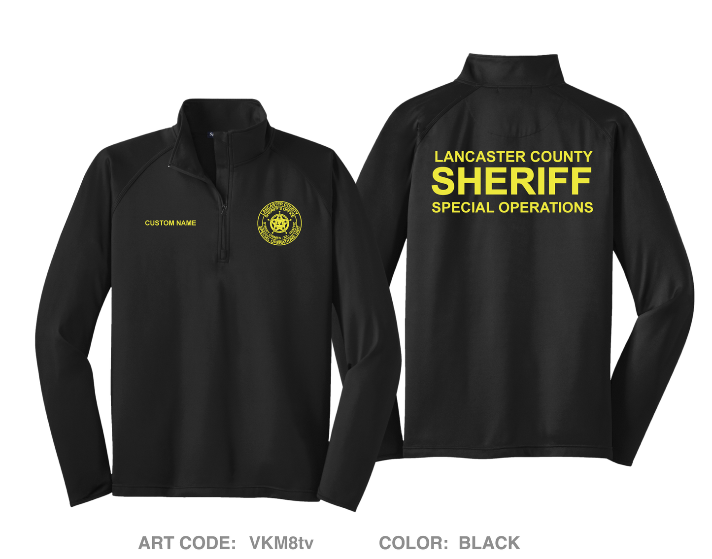 CUSTOM Lancaster County Sheriff’s Office Special Operations Unit Hi-Tech Performance Quarter-Zip Fleece Jacket - VKM8tv