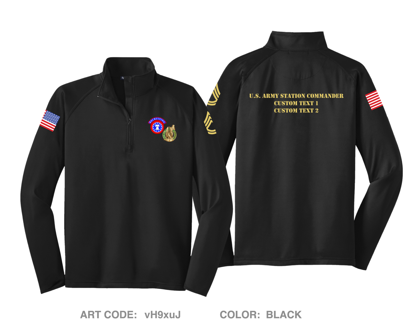 CUSTOM Kalamazoo Army Recruiting station Hi-Tech Performance Quarter-Zip Fleece Jacket - vH9xuJ
