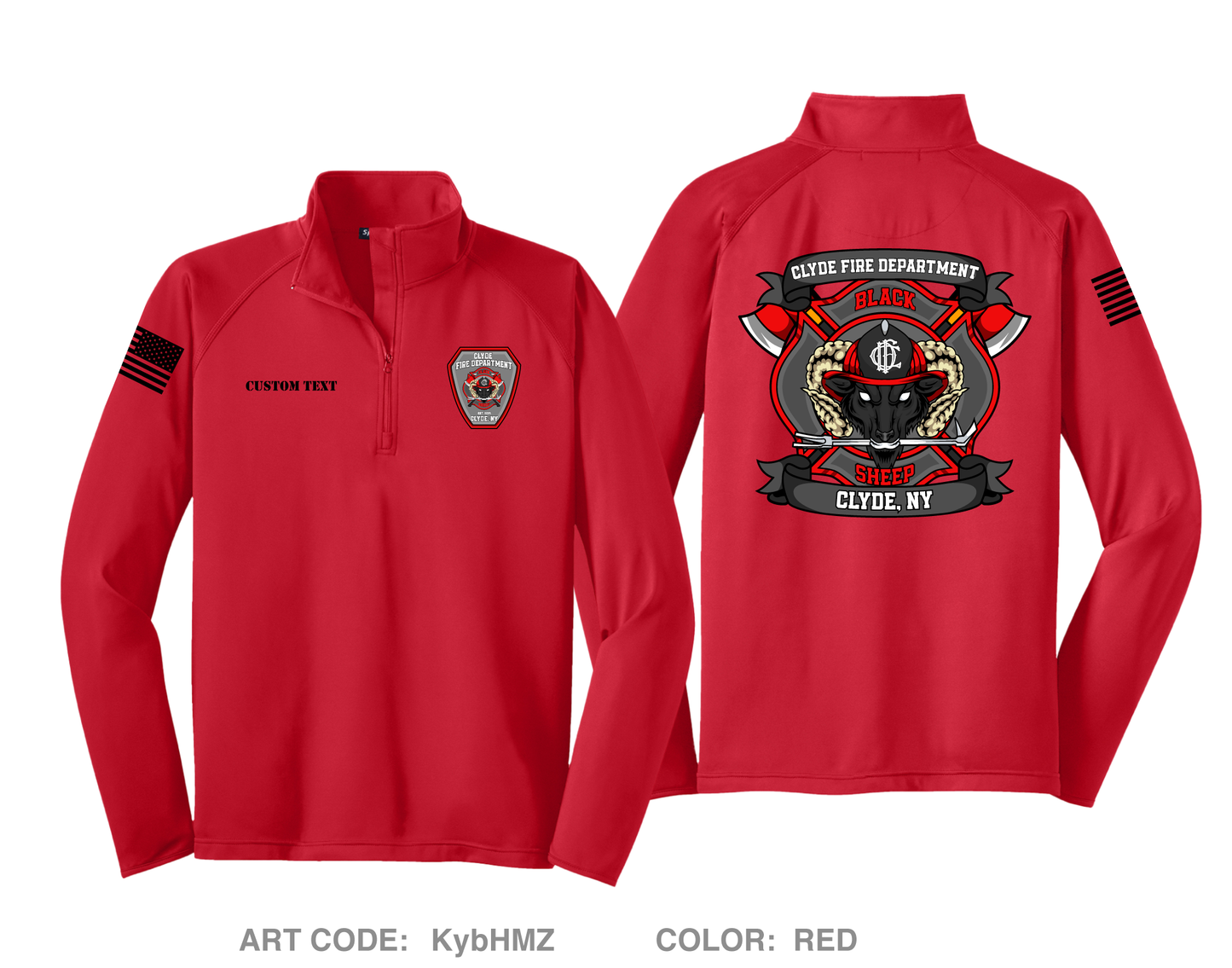 CUSTOM Clyde Fire Department Hi-Tech Performance Quarter-Zip Fleece Jacket - KybHMZ