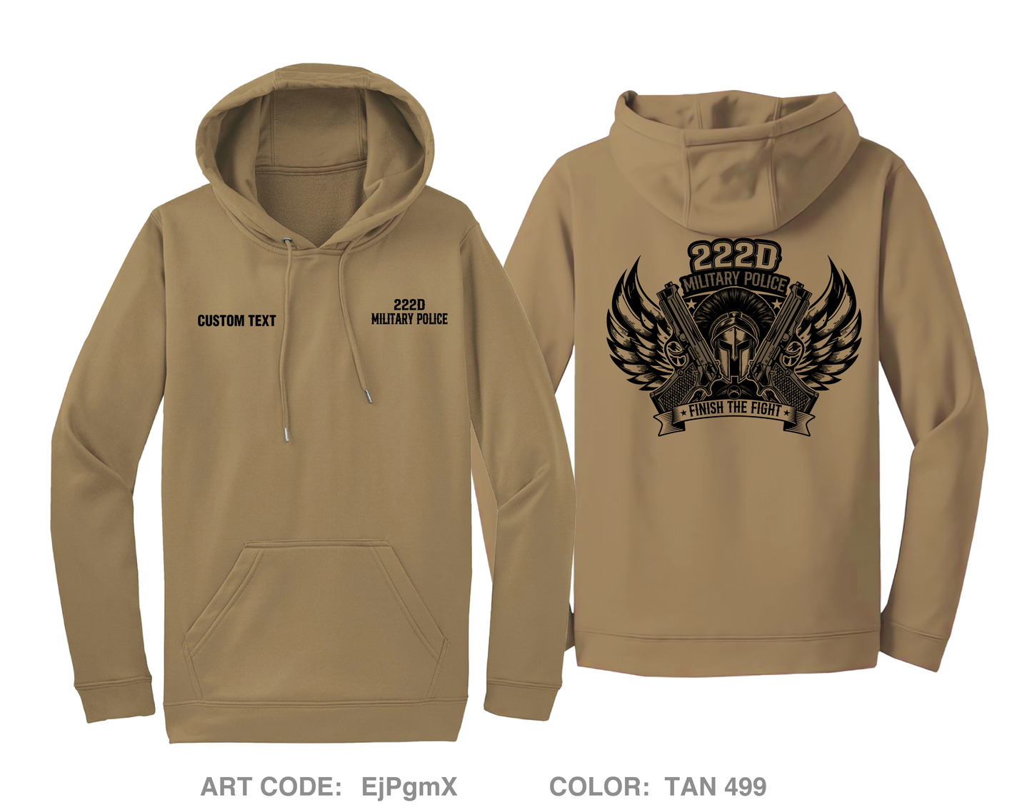 CUSTOM 222 Military Police Company Fundraising Collection Hi-Tech Performance Hoodie - EjPgmX