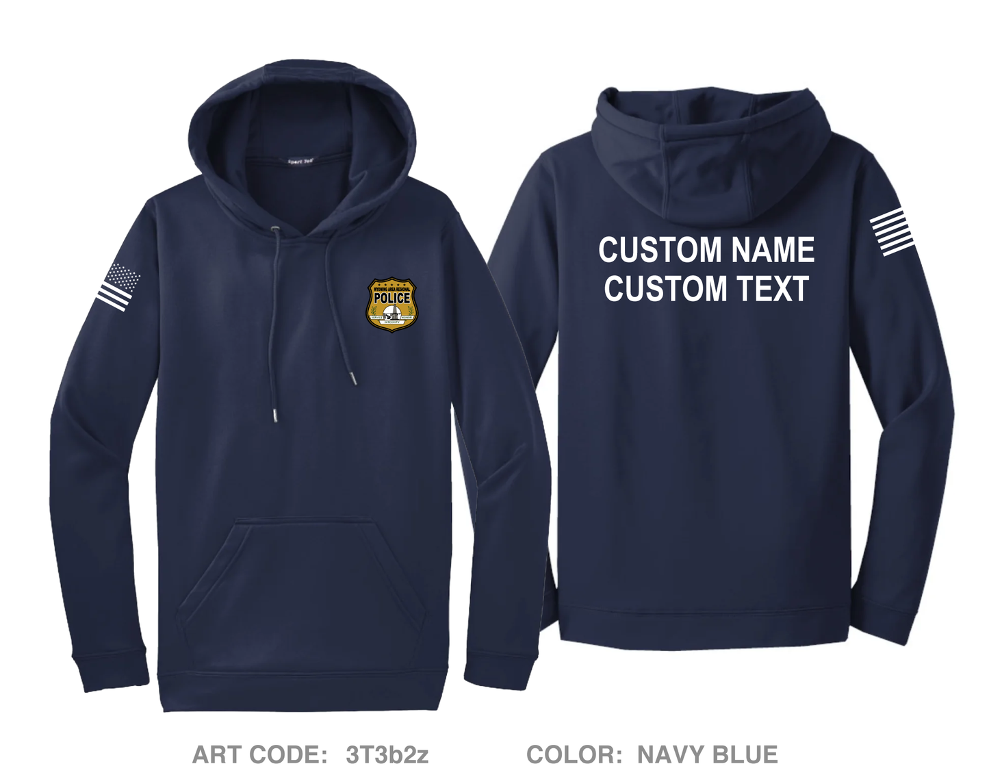 CUSTOM Wyoming Area Regional Police Hi-Tech Performance Hoodie - 3T3b2z
