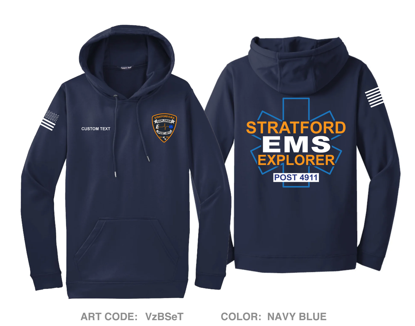 CUSTOM Stratford EMS Explorer Post 4911 Hi-Tech Performance Hoodie - VzBSeT