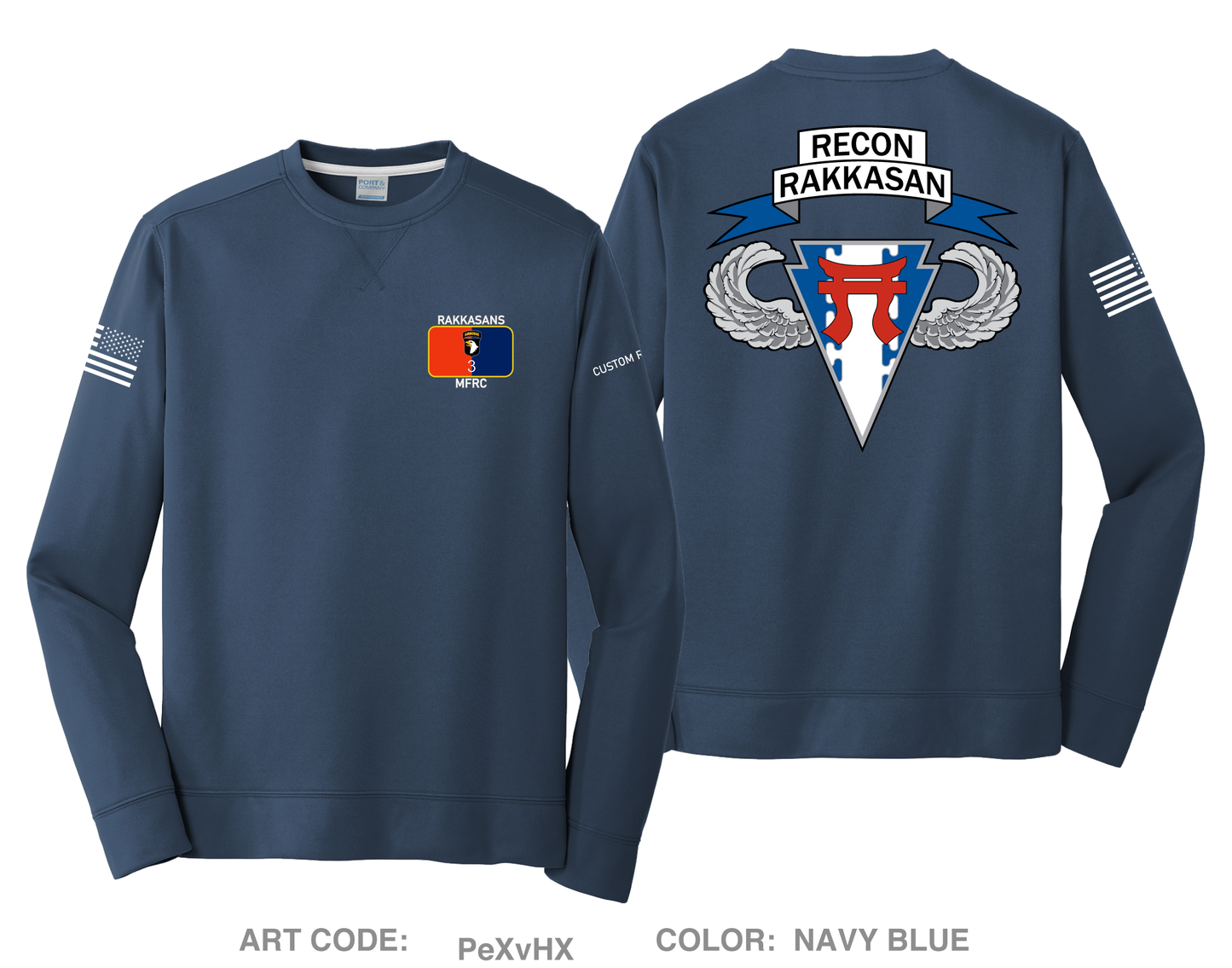 CUSTOM Viper Company (MFRC), 3MBCT, 101 ABN HI-Tech Performance Crewneck Sweatshirt - PeXvHX
