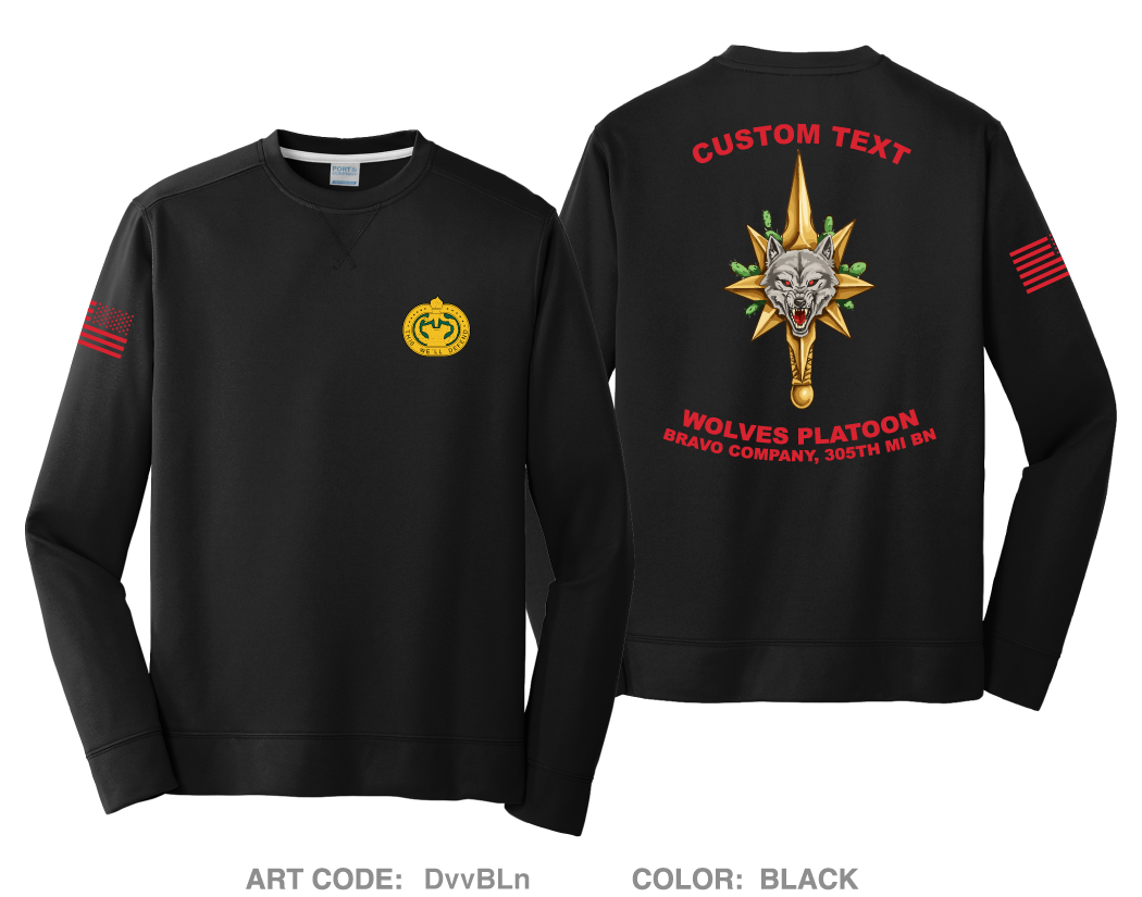 CUSTOM Wolves Platoon, Bravo Company 305th MI BN HI-Tech Performance Crewneck Sweatshirt - DvvBLn